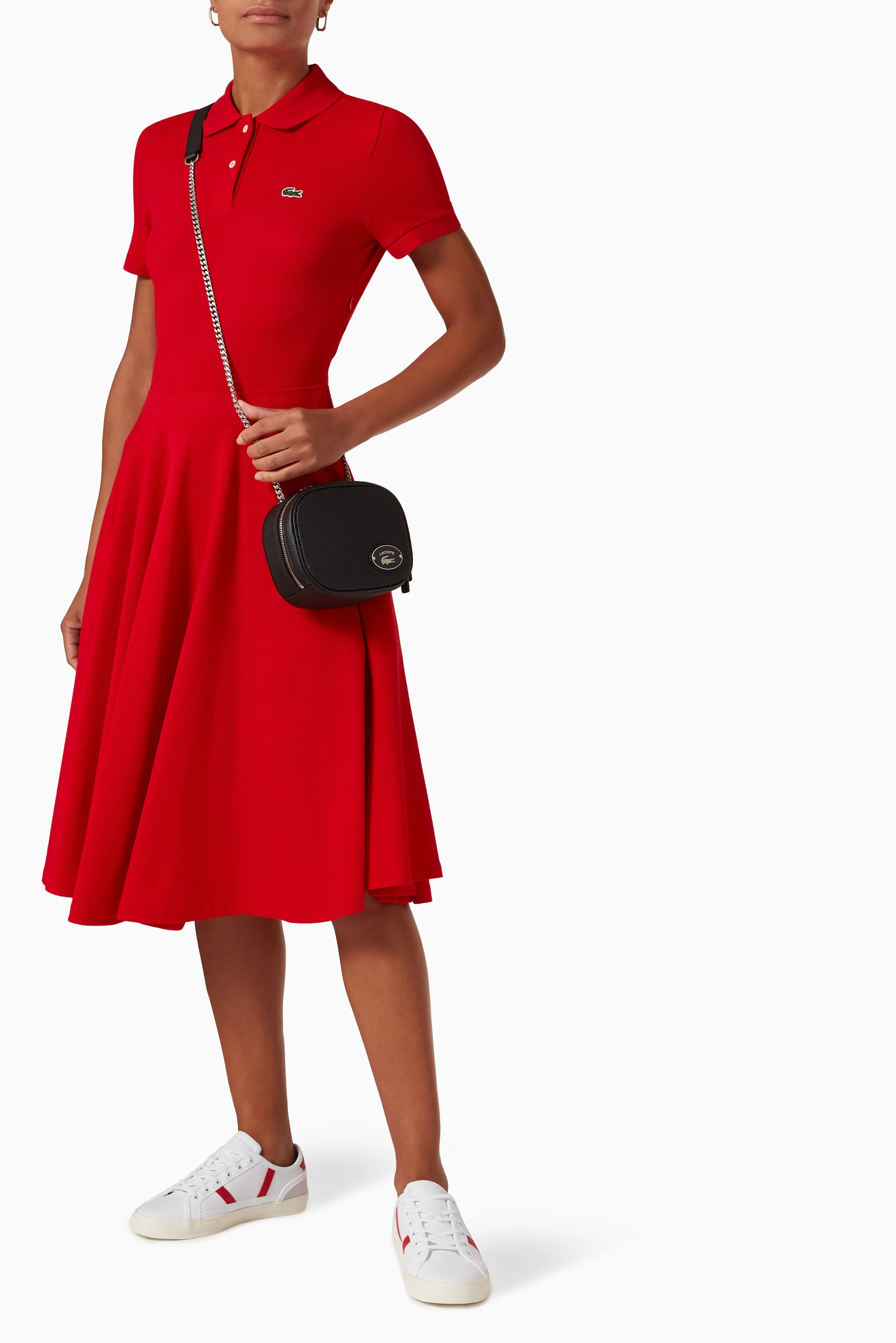 Buy Lacoste Red Fitted Polo Dress in Cotton Pique For Women Online Ounass Bahrain