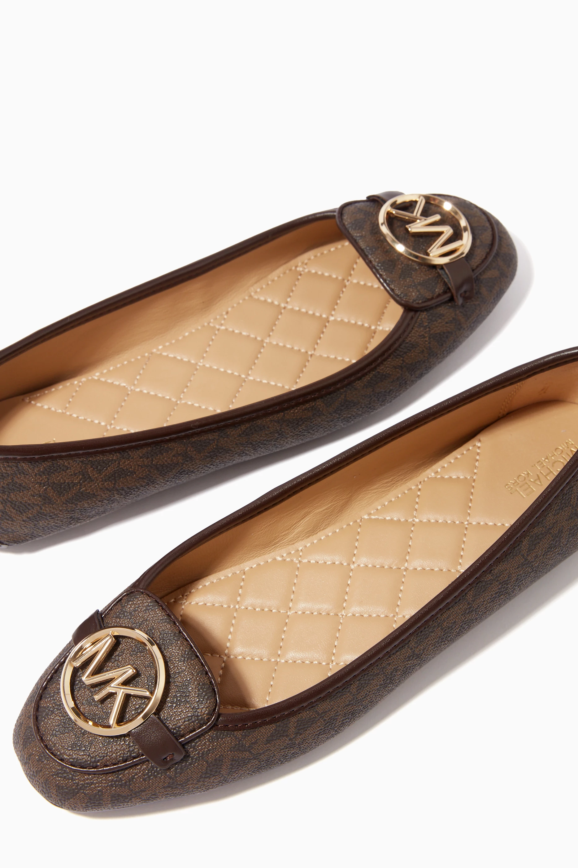 Buy Michael Kors Brown Lillie Ballet Flats in Signature Monogram