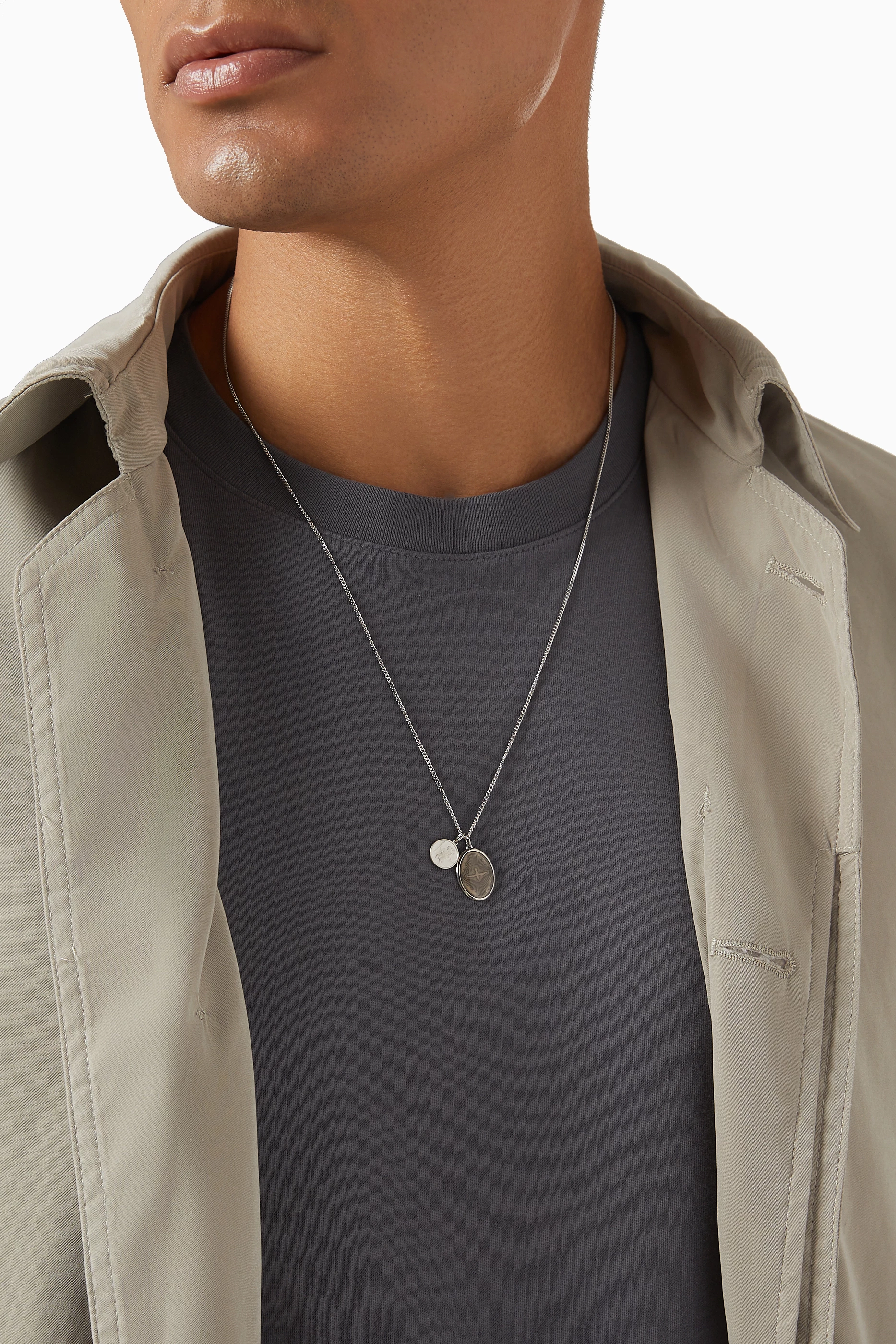 Buy Miansai Grey Mini Dove Cable Chain Necklace in Sterling Silver For Men Online Ounass Bahrain
