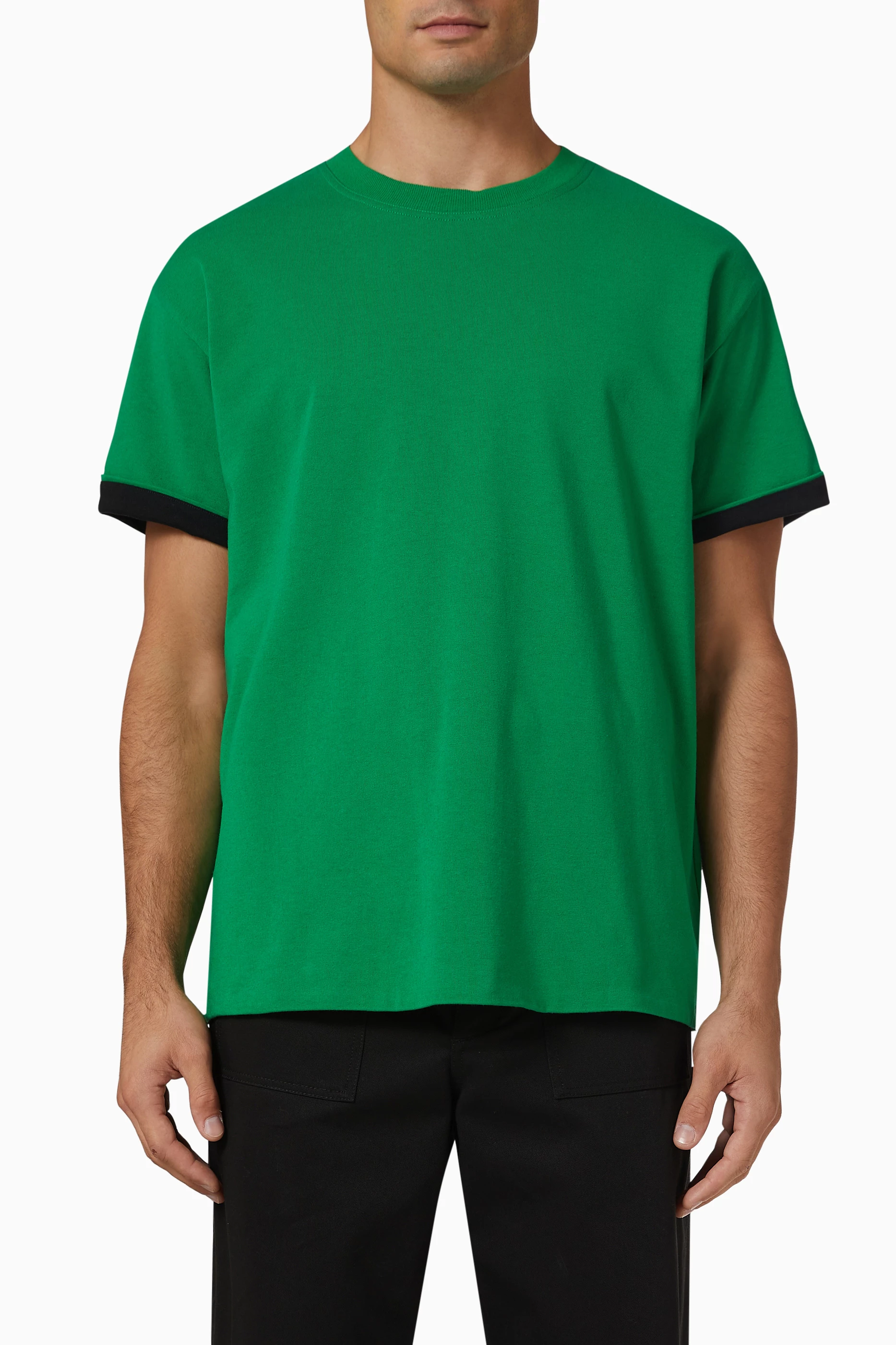 Buy Bottega Veneta Green Double Layered T-shirt in Cotton Jersey 