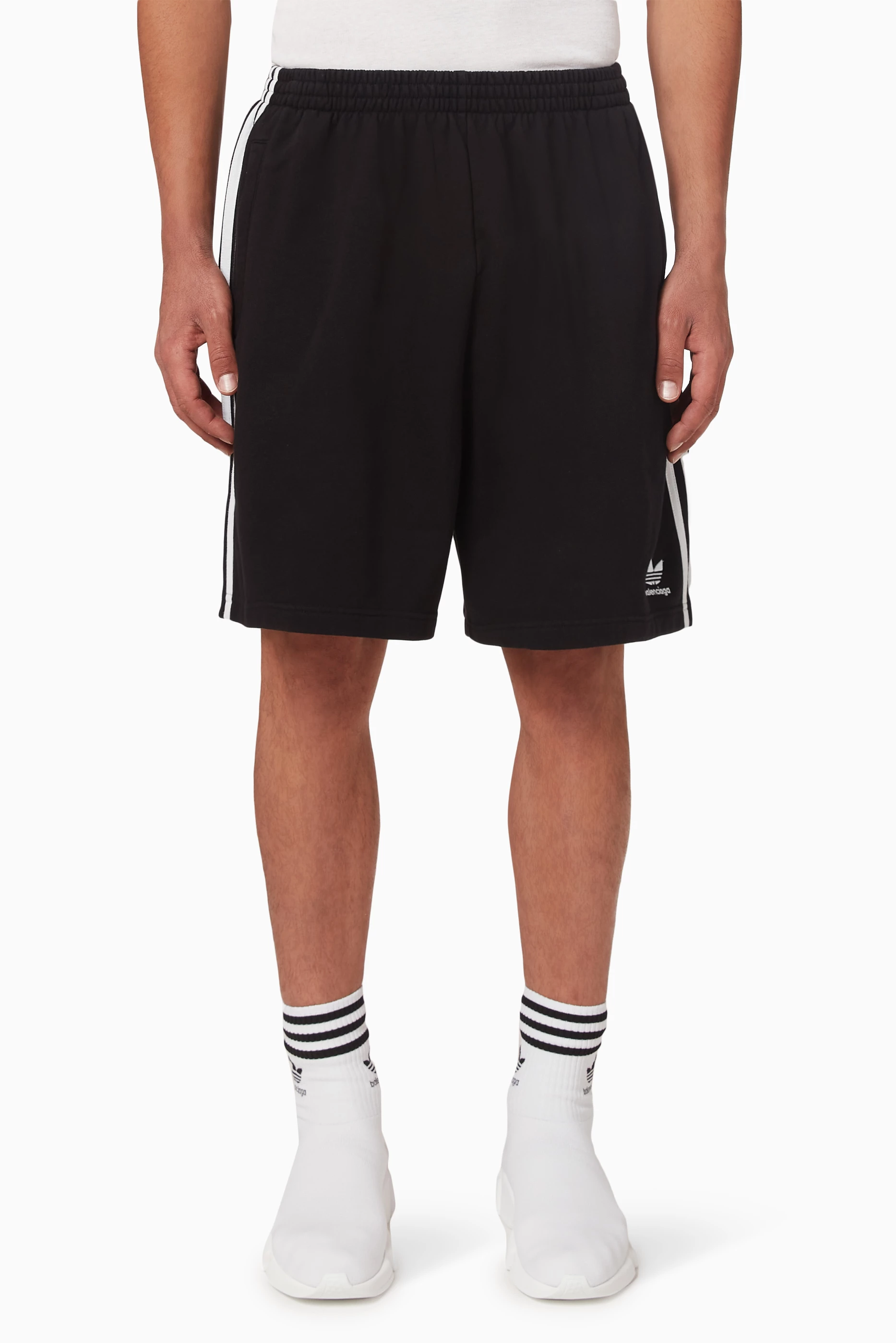 Buy Balenciaga Black x Adidas Large Shorts in Cotton Fleece For