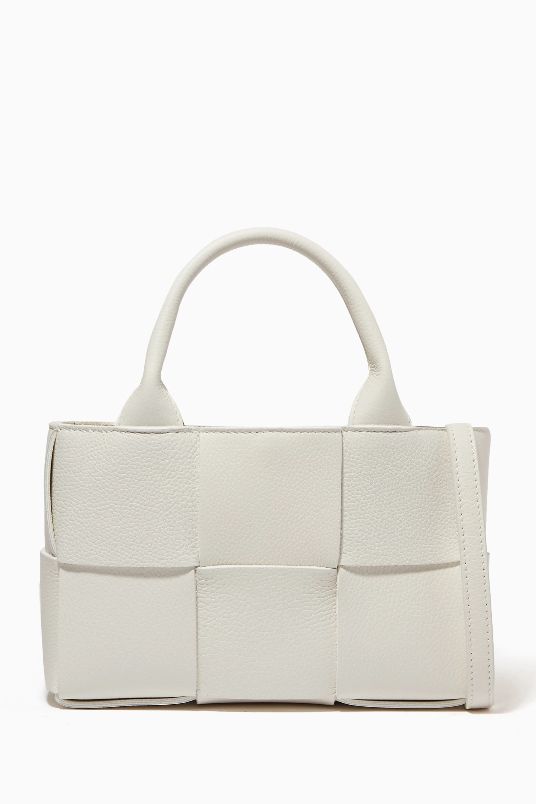 Buy Bottega Veneta White Candy Arco Tote Bag in Intreccio Grained Leather For UNISEX Online Ounass Bahrain