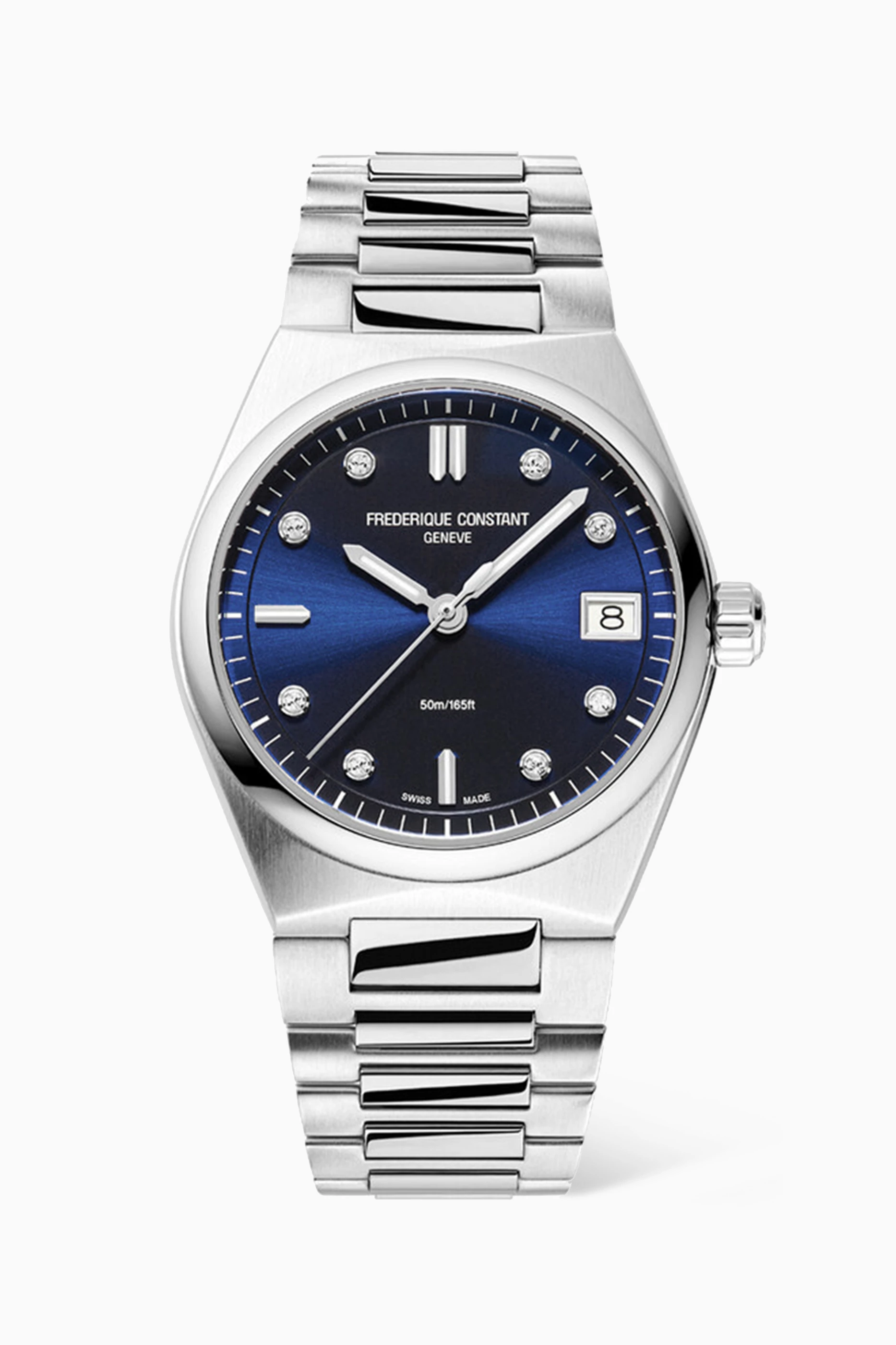 Buy Frederique Constant Blue Highlife Quartz Diamond Stainless Steel Watch 31mm For Women Online Ounass Bahrain