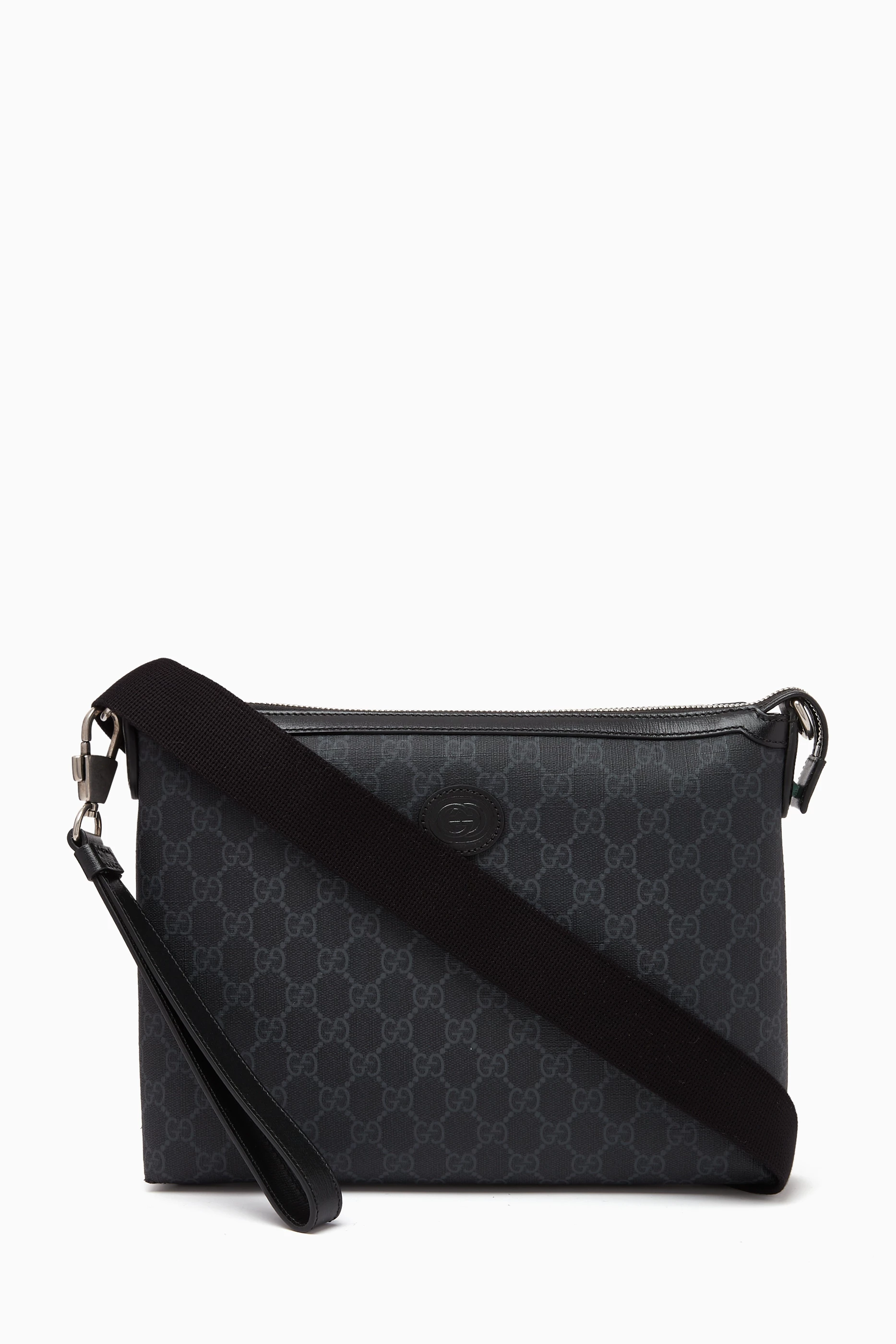 Buy Gucci Black GG Supreme print Messenger Bag in Canvas Leather For Men Online Ounass Bahrain