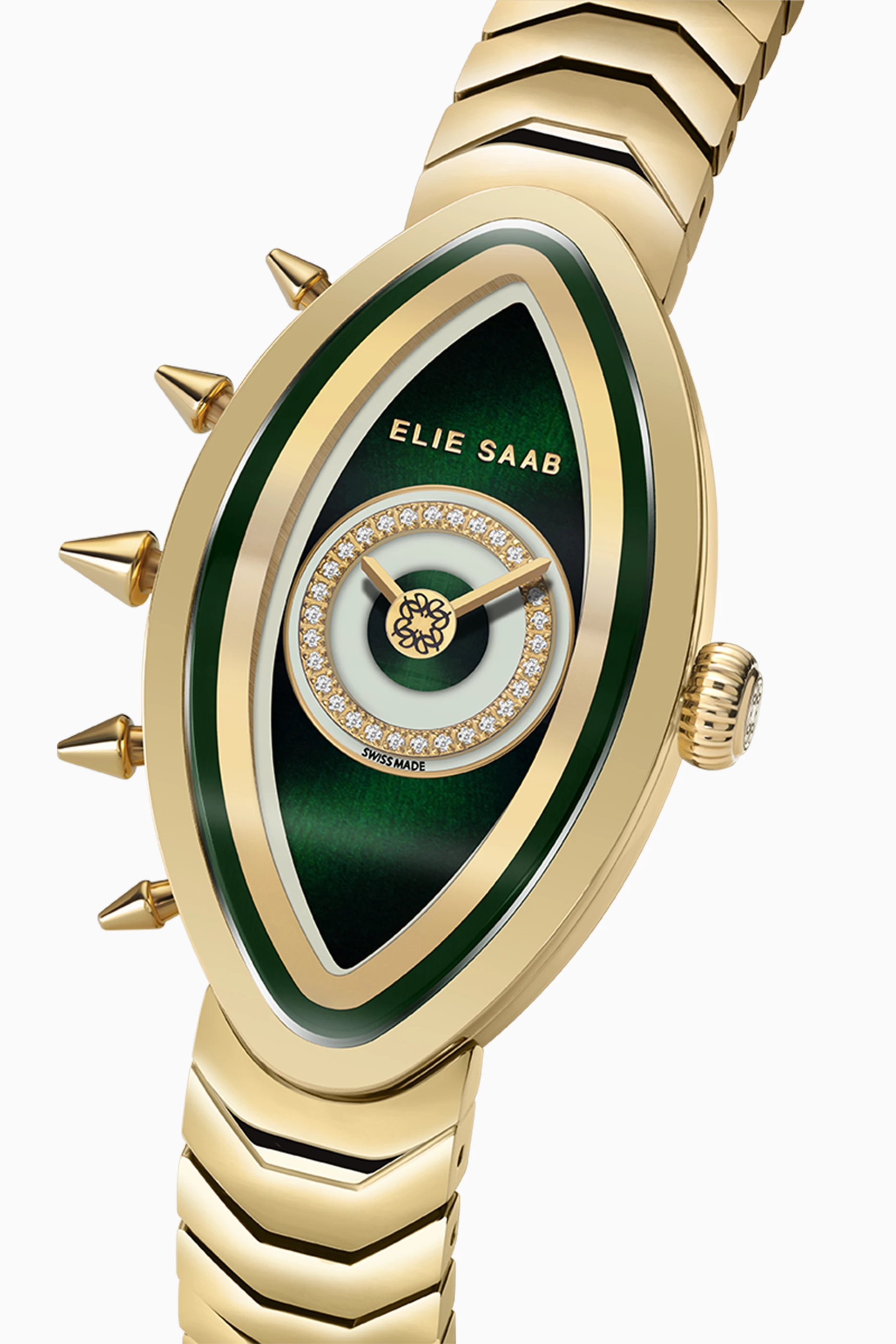 Buy Elie Saab Gold Eayan Pure Swiss Diamond Gold plated Watch 23x40mm For Women Online Ounass Bahrain