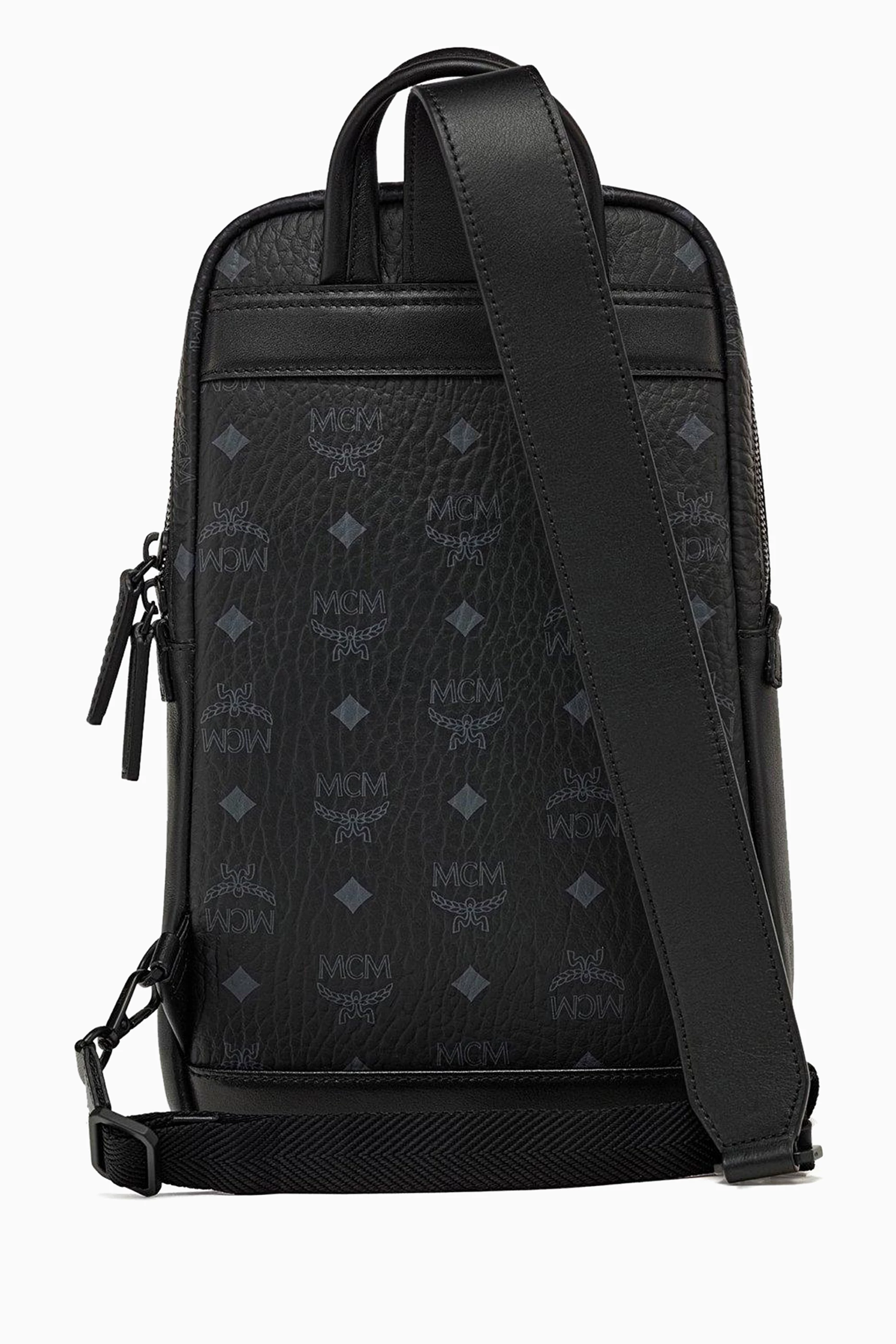 Buy MCM Black Small Aren Sling Bag in Visetos For Men Online Ounass Bahrain