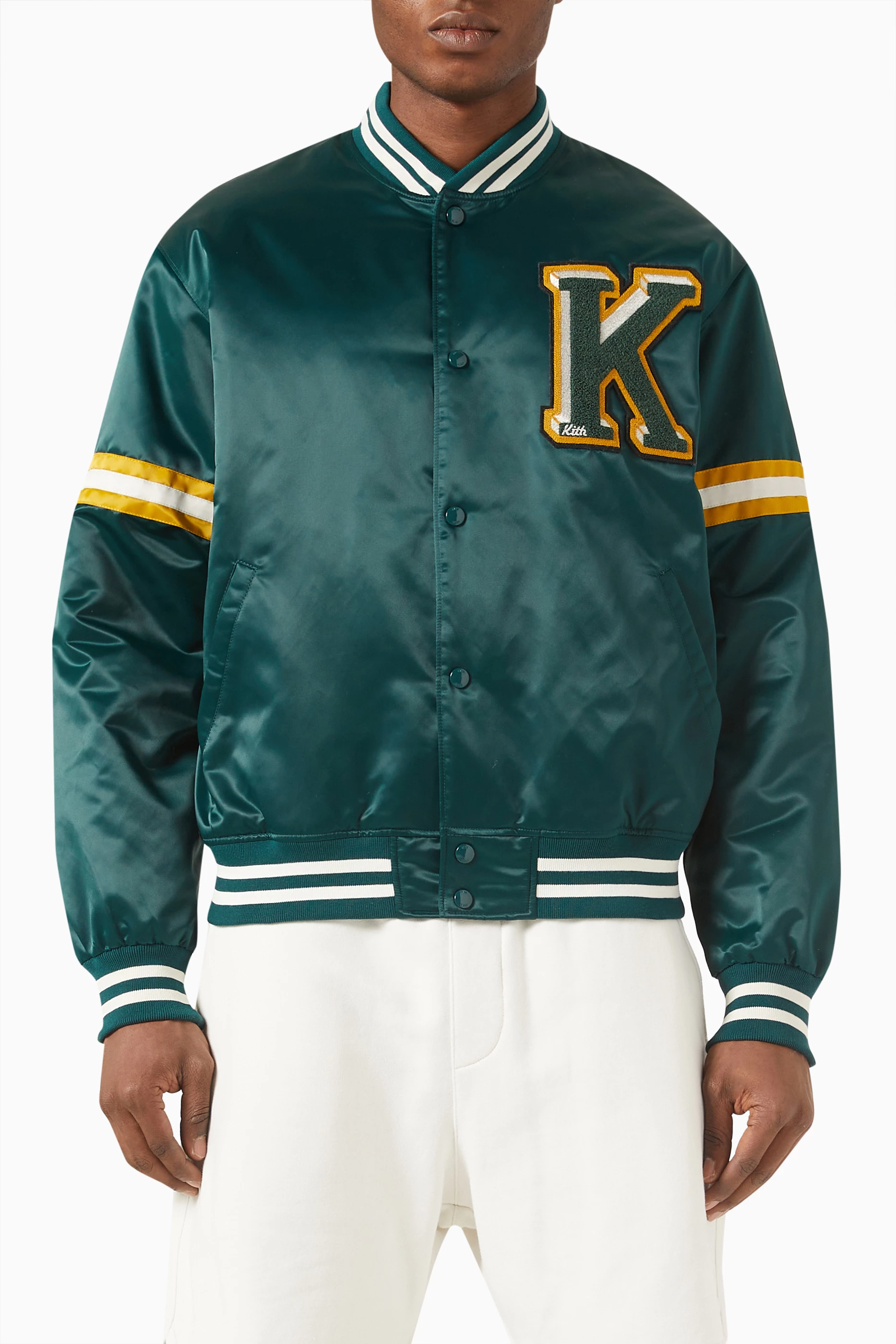 Buy Kith Green Bomber Jacket in Satin For Men Online Ounass Bahrain