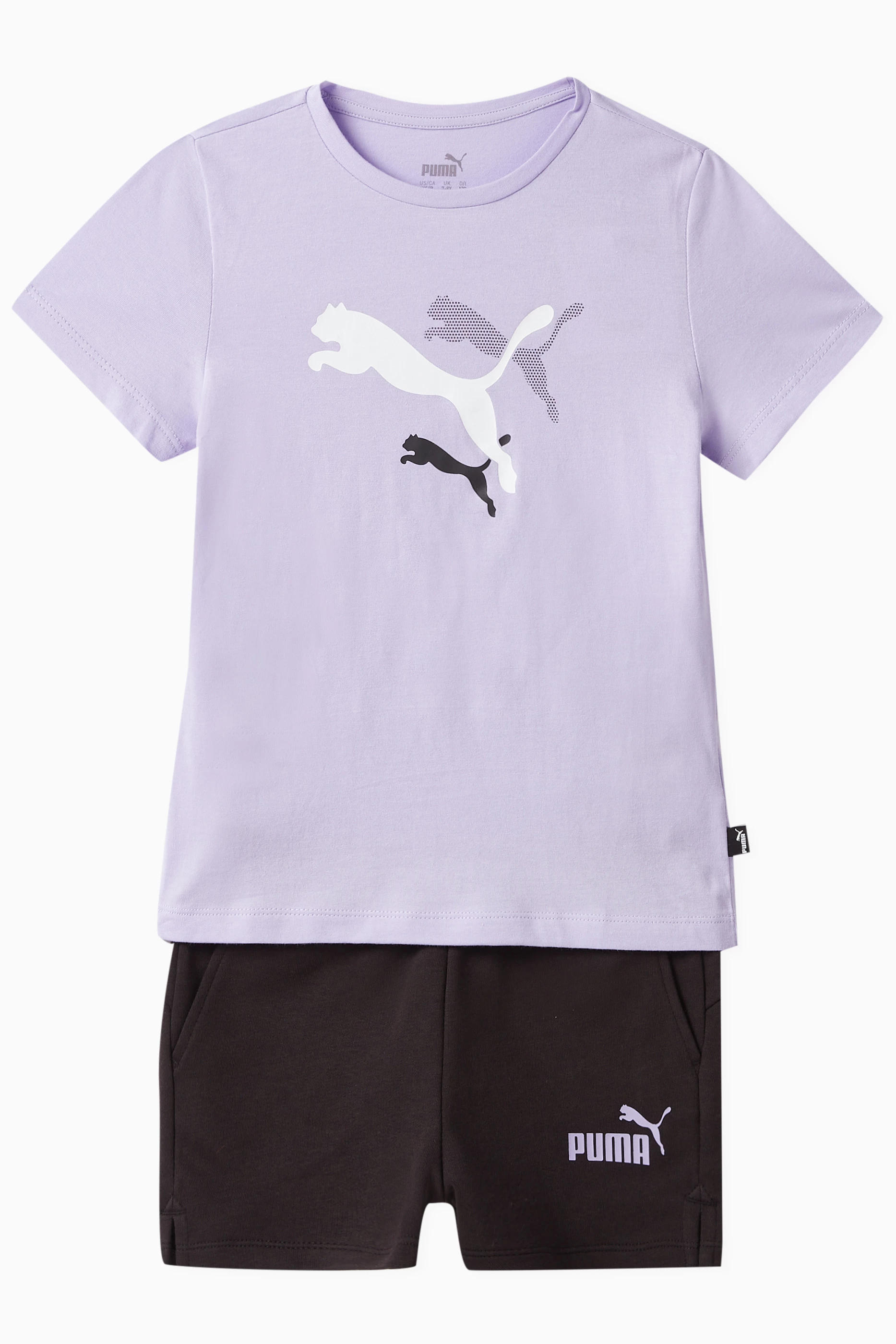 Buy Puma Purple Logo T shirt and Shorts Set in Cotton For Girls Online Ounass Bahrain