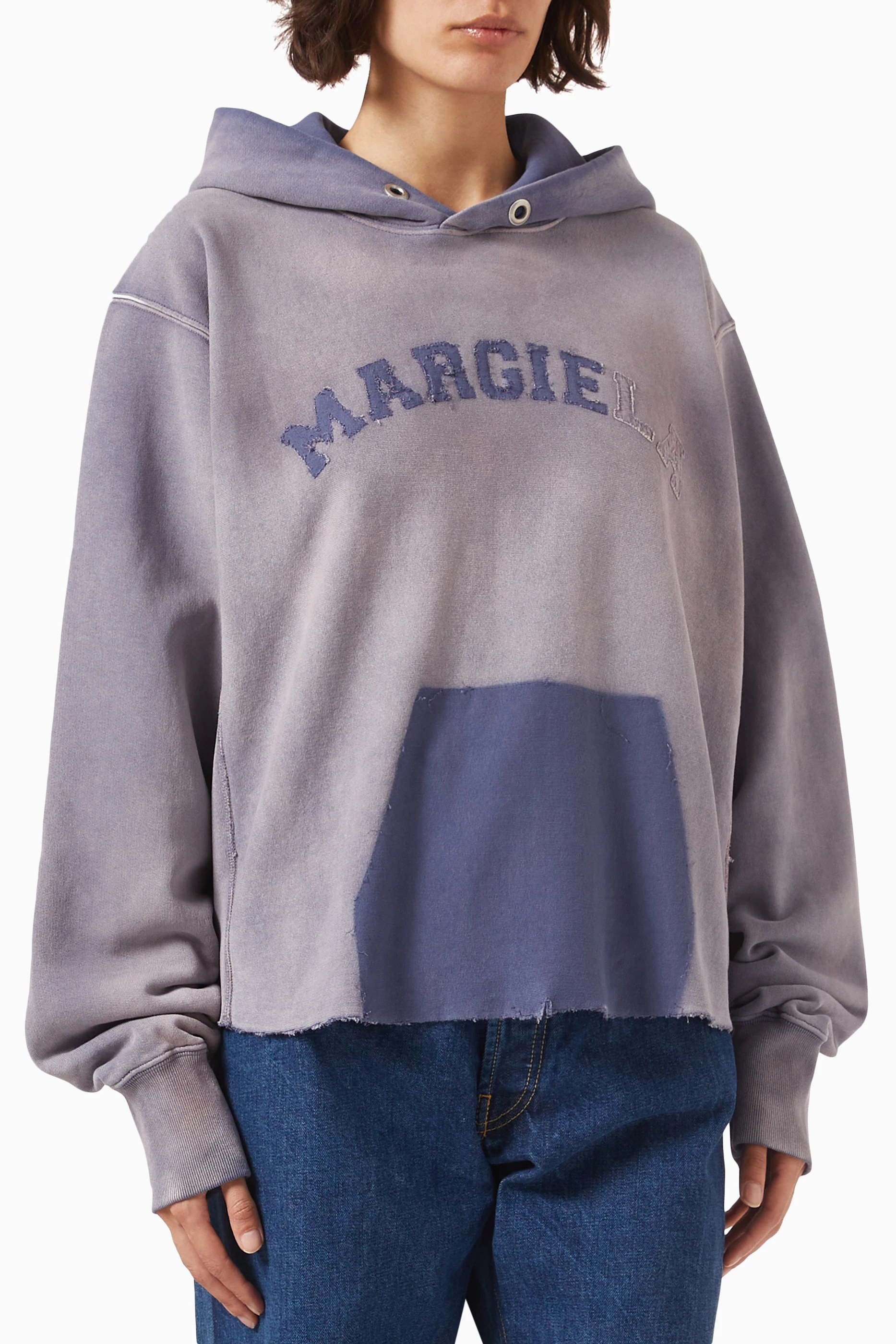 Buy Maison Margiela Purple Oversized Hoodie in Cotton For Women