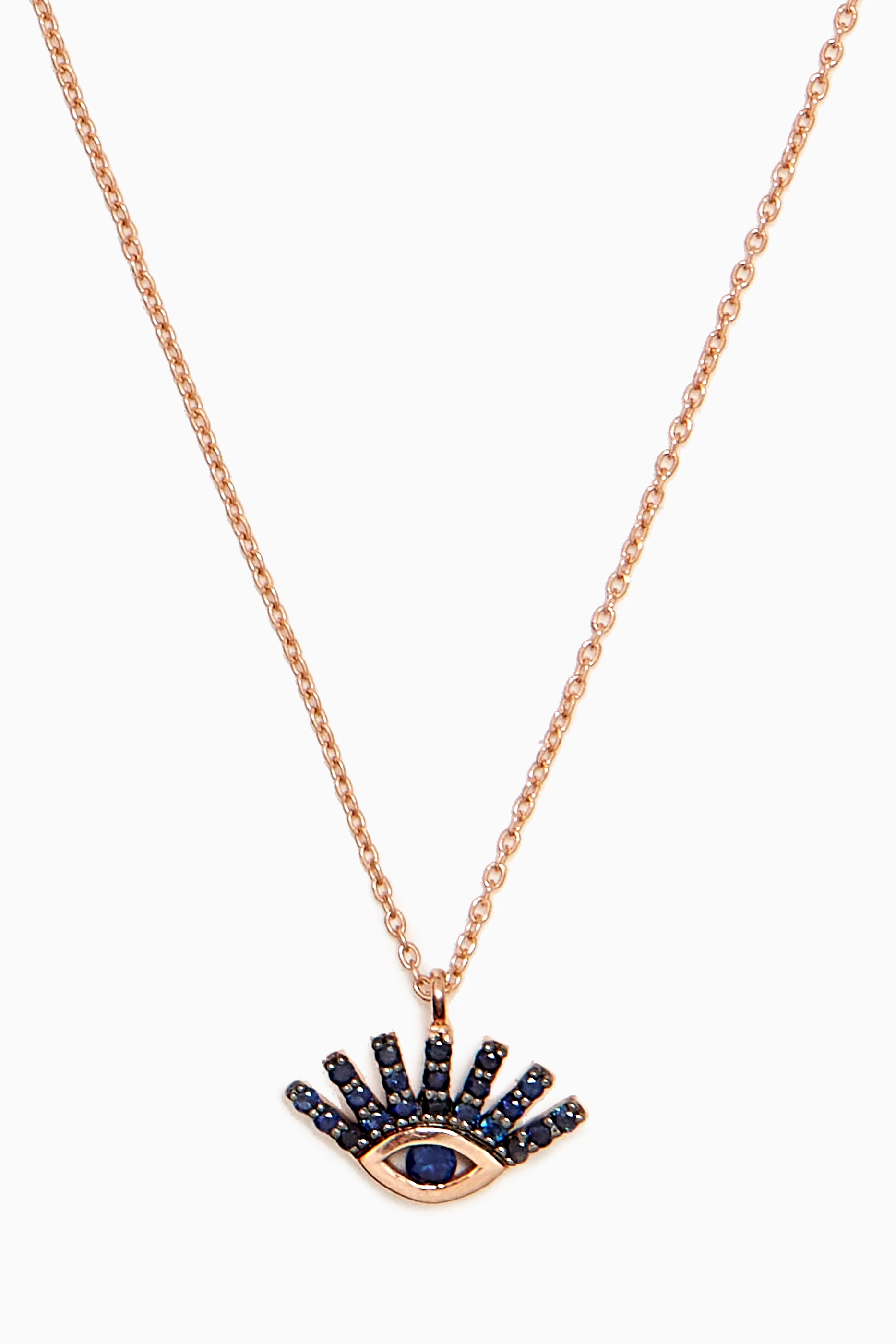 Buy Kismet By Milka Blue Evil Eye Diamond Necklace in 14kt Rose Gold For Women Online Ounass Bahrain
