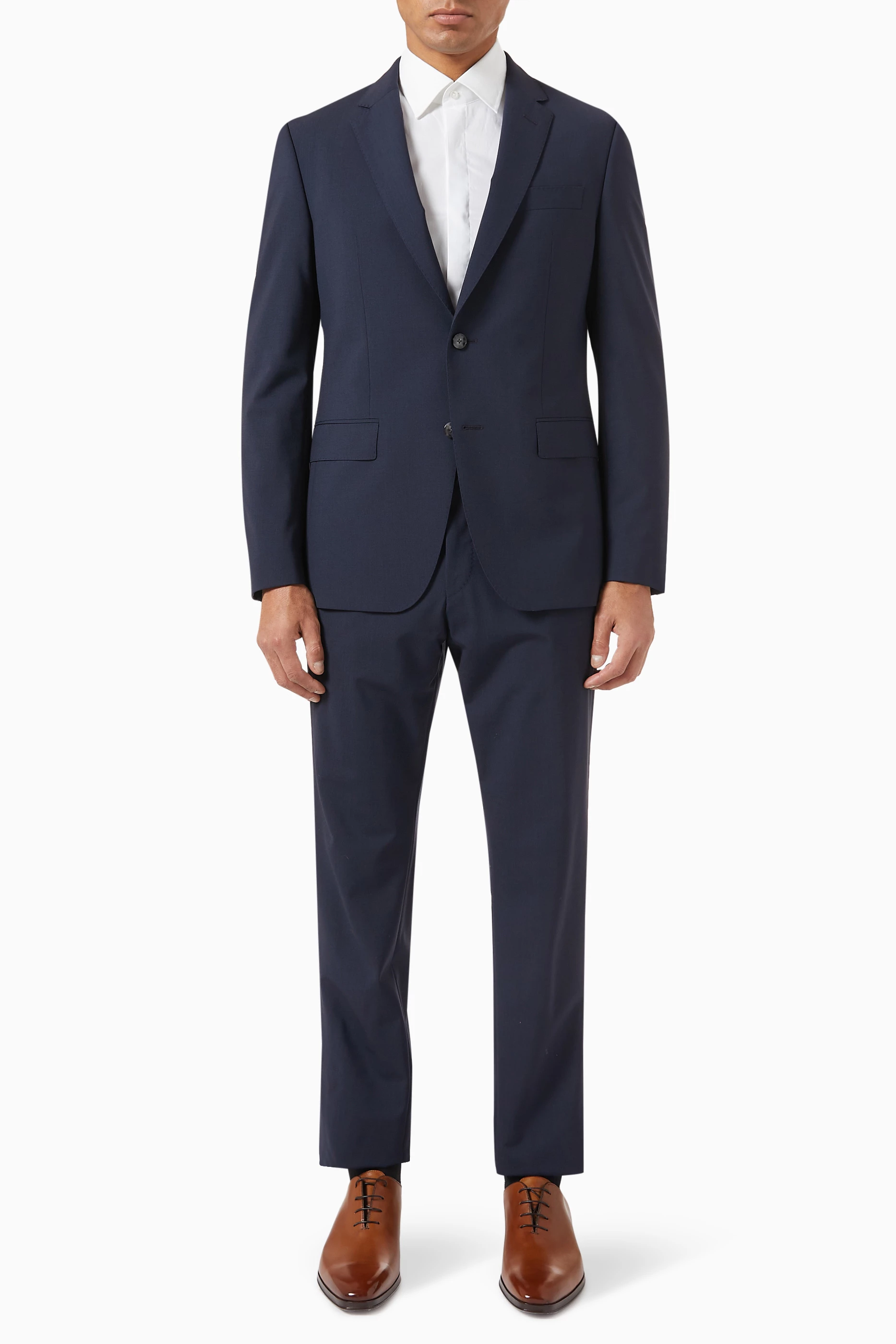 Buy BOSS Blue Slim Fit Suit Jacket Pants in Stretch Wool For Men Online Ounass Bahrain