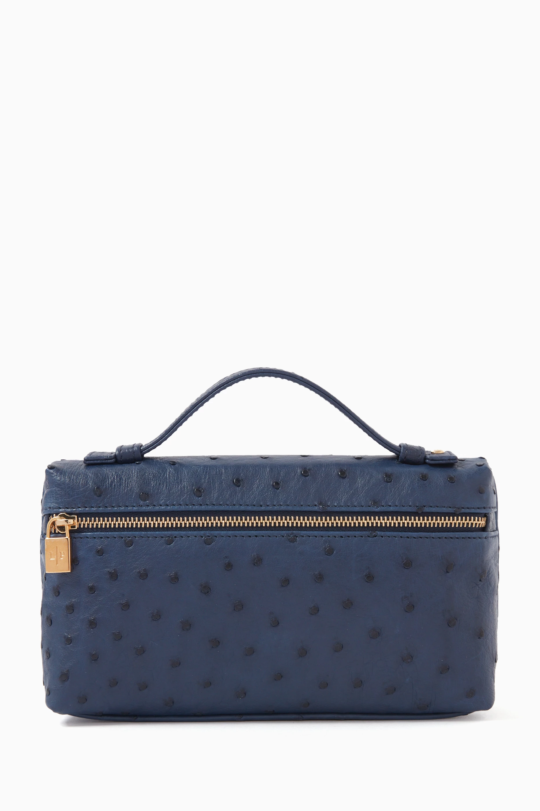 Buy Loro Piana Blue L19 Pouch Bag in Ostrich Leather For UNISEX Online Ounass Bahrain