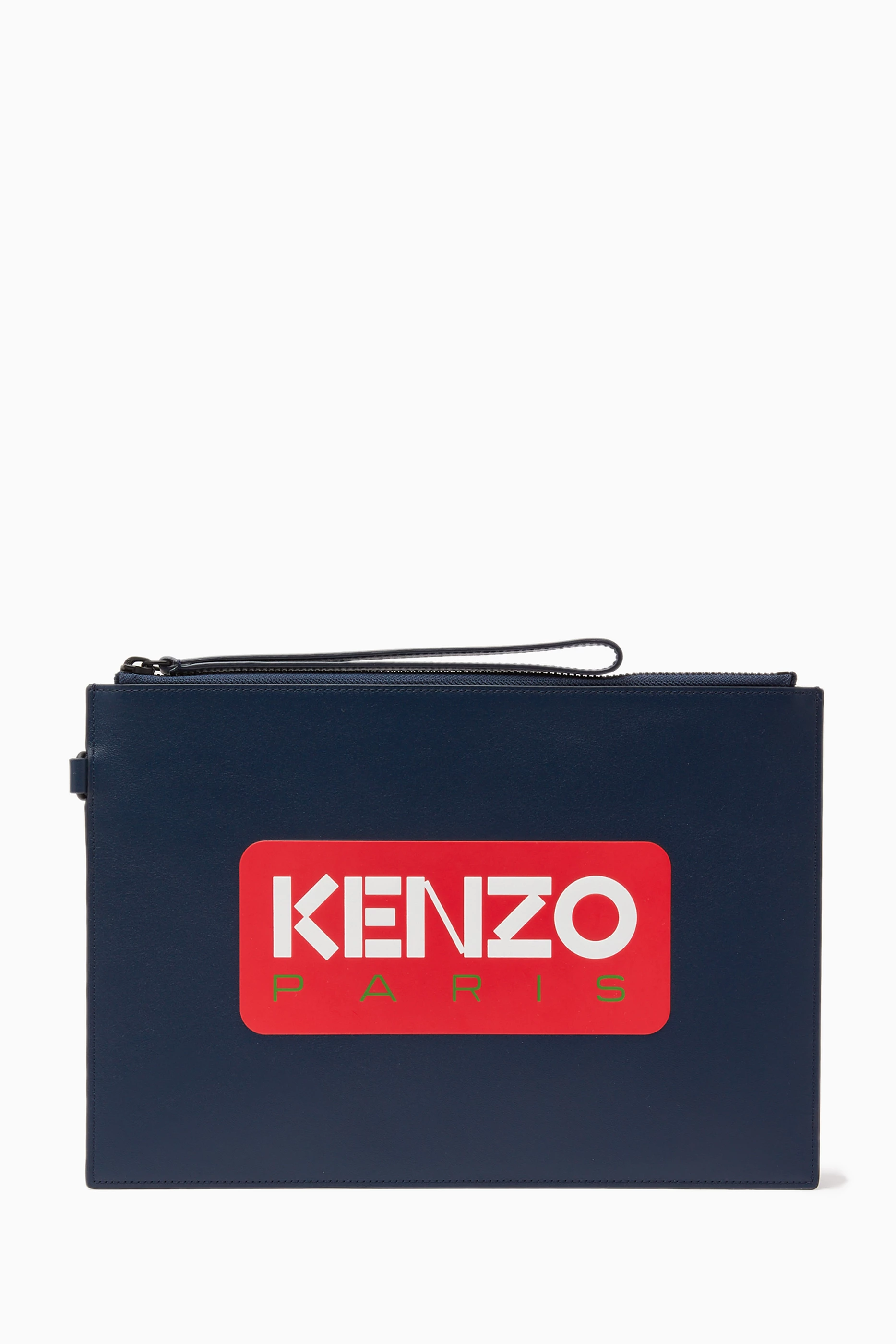 Buy KENZO Blue Large Kenzo Paris Clutch in Leather For Men Online Ounass Bahrain