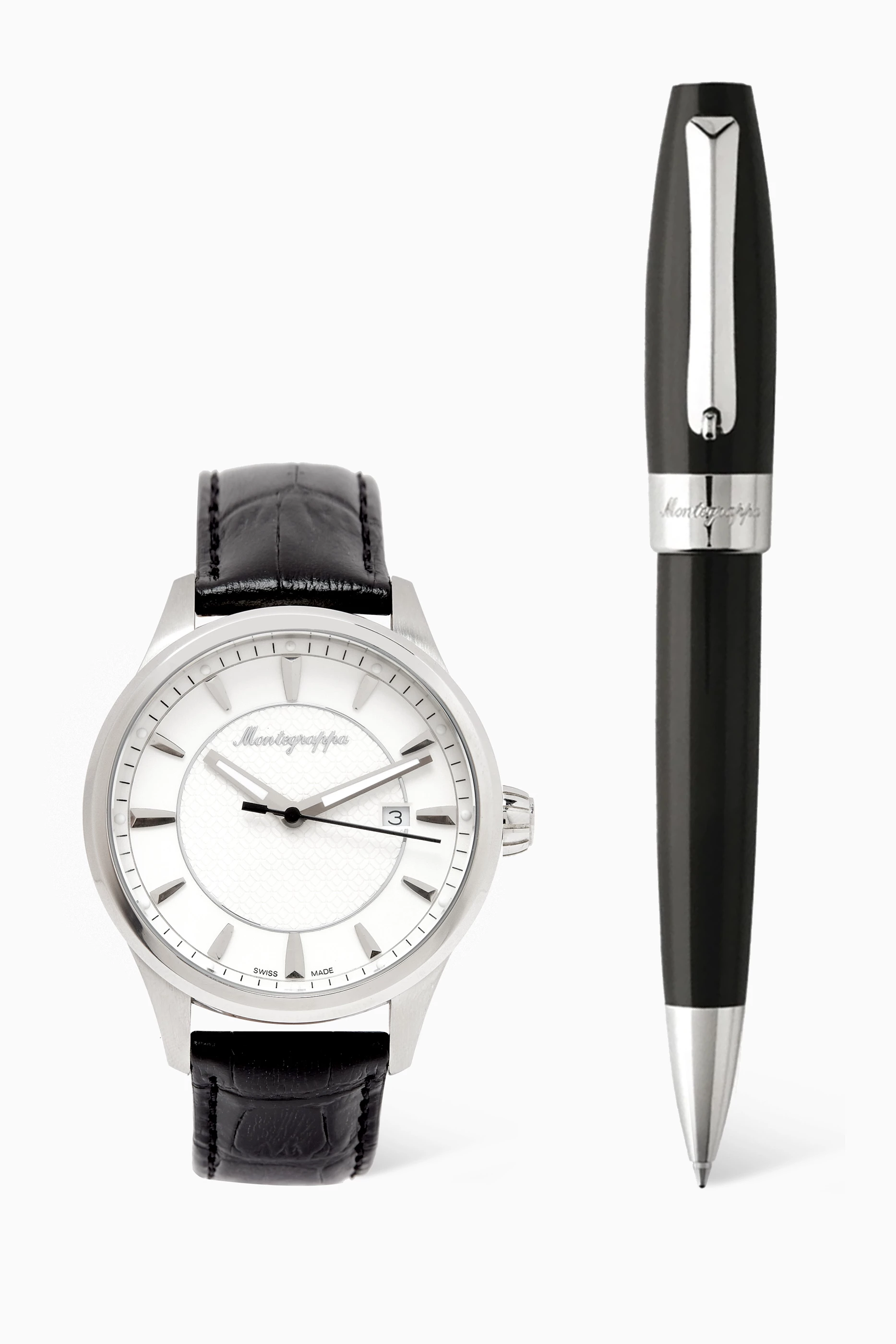 Buy Montegrappa Black Fortuna Watch Ballpoint Pen Set For Men Online Ounass Bahrain