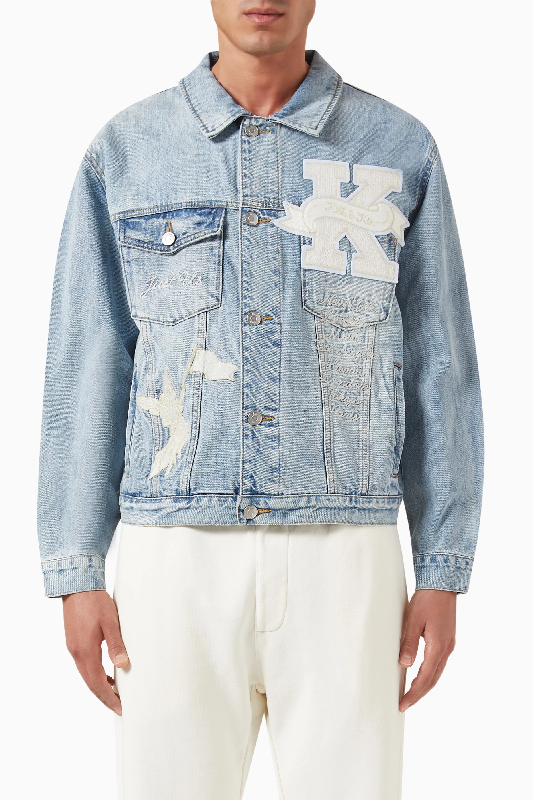Buy Kith Blue Laight Embroidered Jacket in Denim For Men Online Ounass Bahrain
