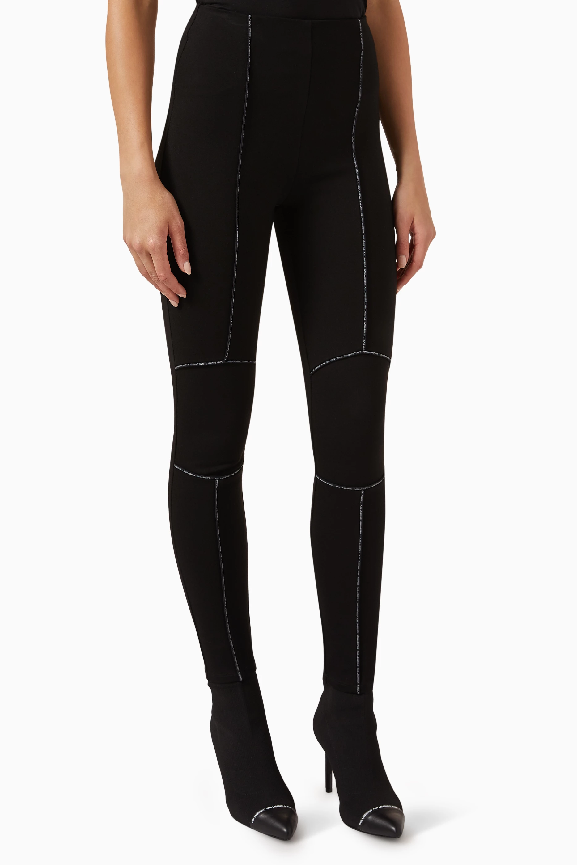 Buy KARL LAGERFELD Black Punto Leggings in Stretch Jersey For Women Online Ounass Bahrain