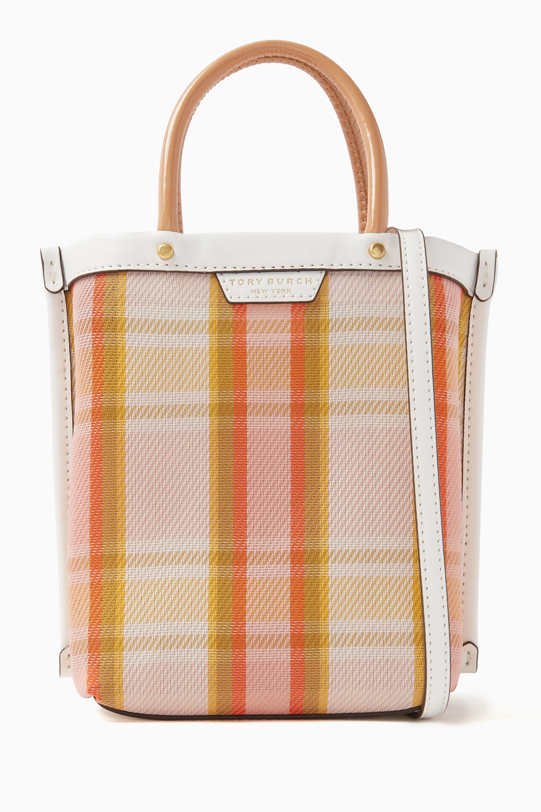 Tory burch plaid tote on sale
