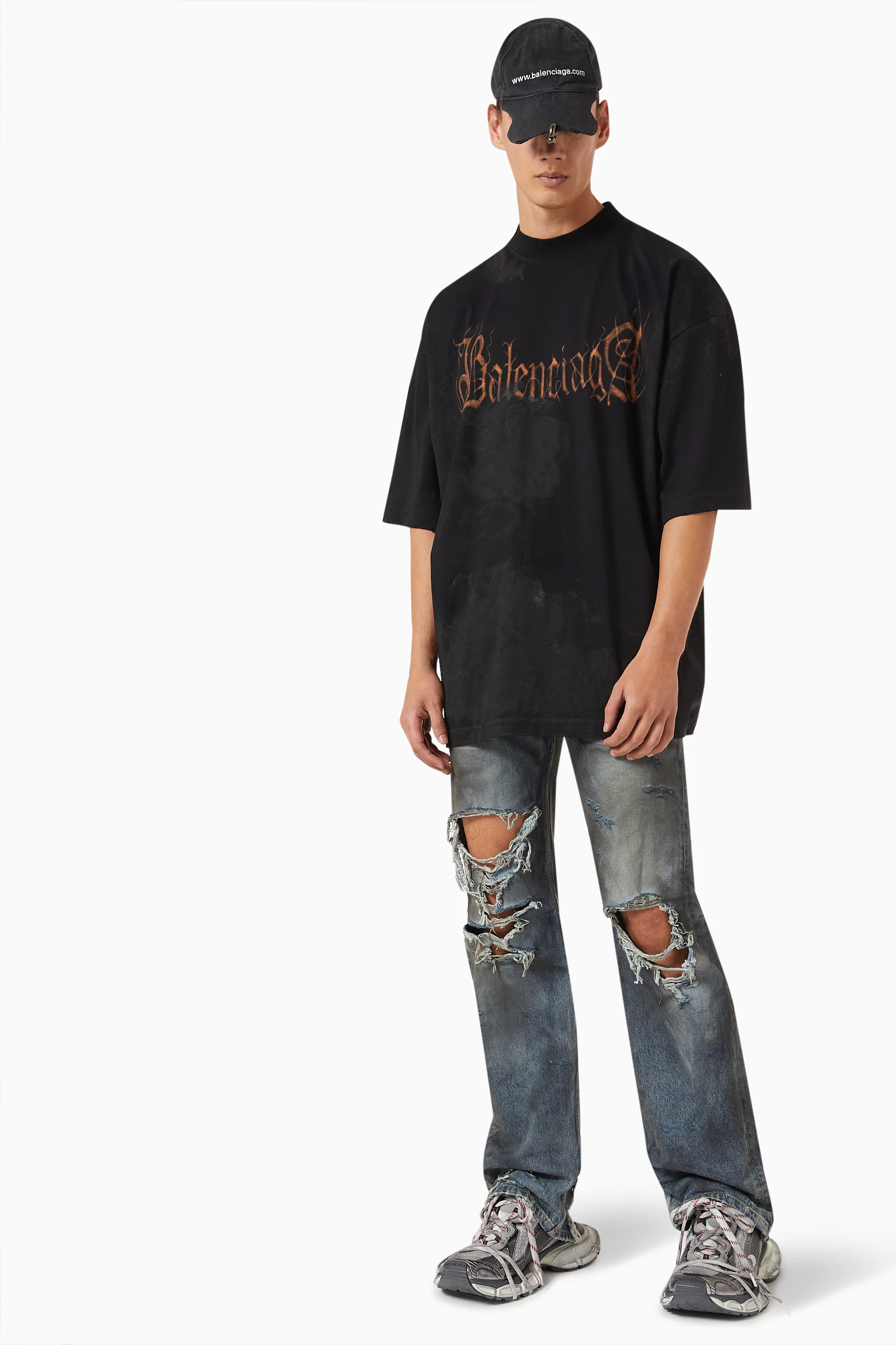 Buy Balenciaga Black Heavy Metal Large Fit T-Shirt in Vintage 