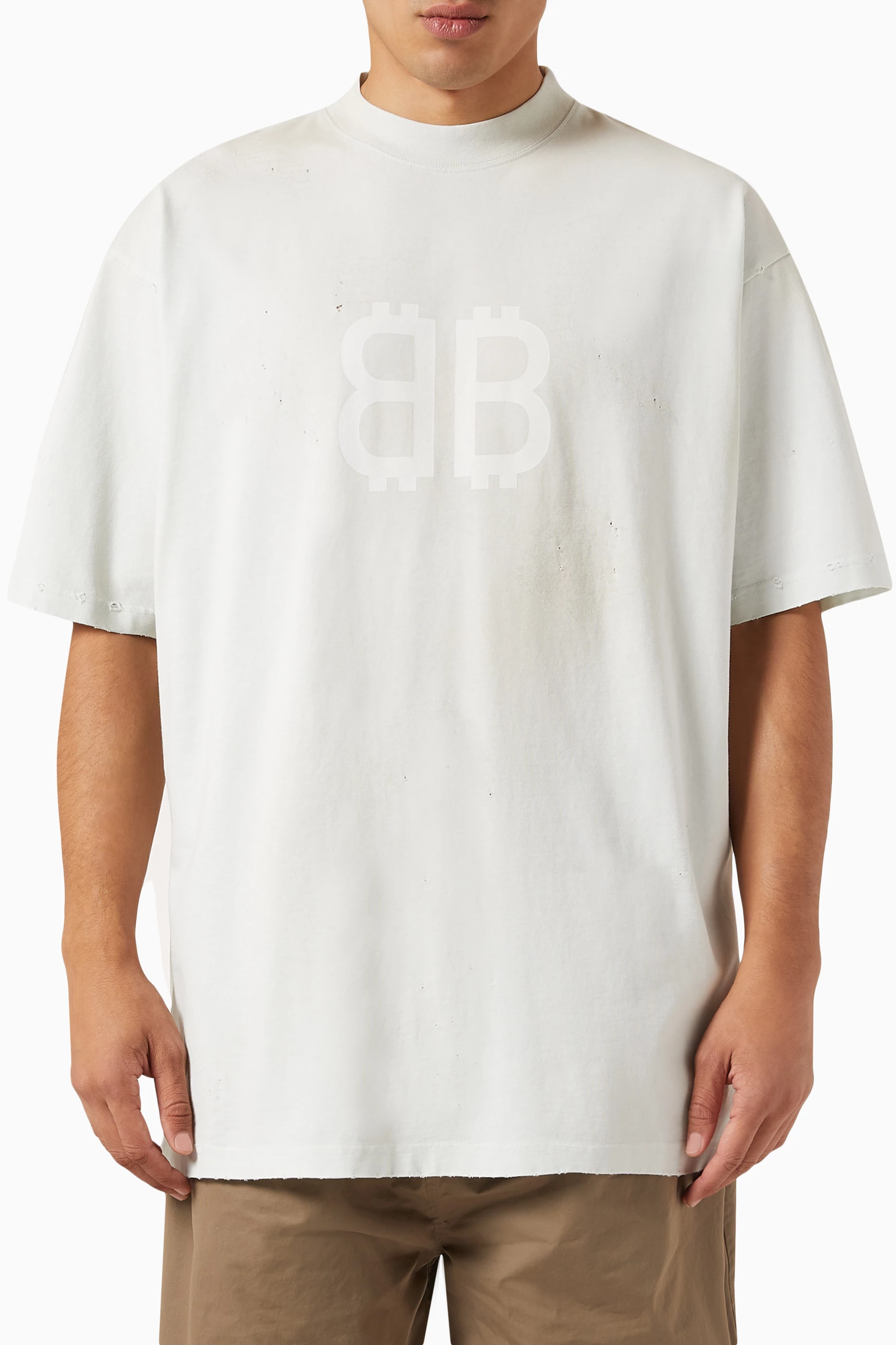Buy Balenciaga White Crypto T-shirt in Vintage Jersey For Men Online |  Ounass Bahrain