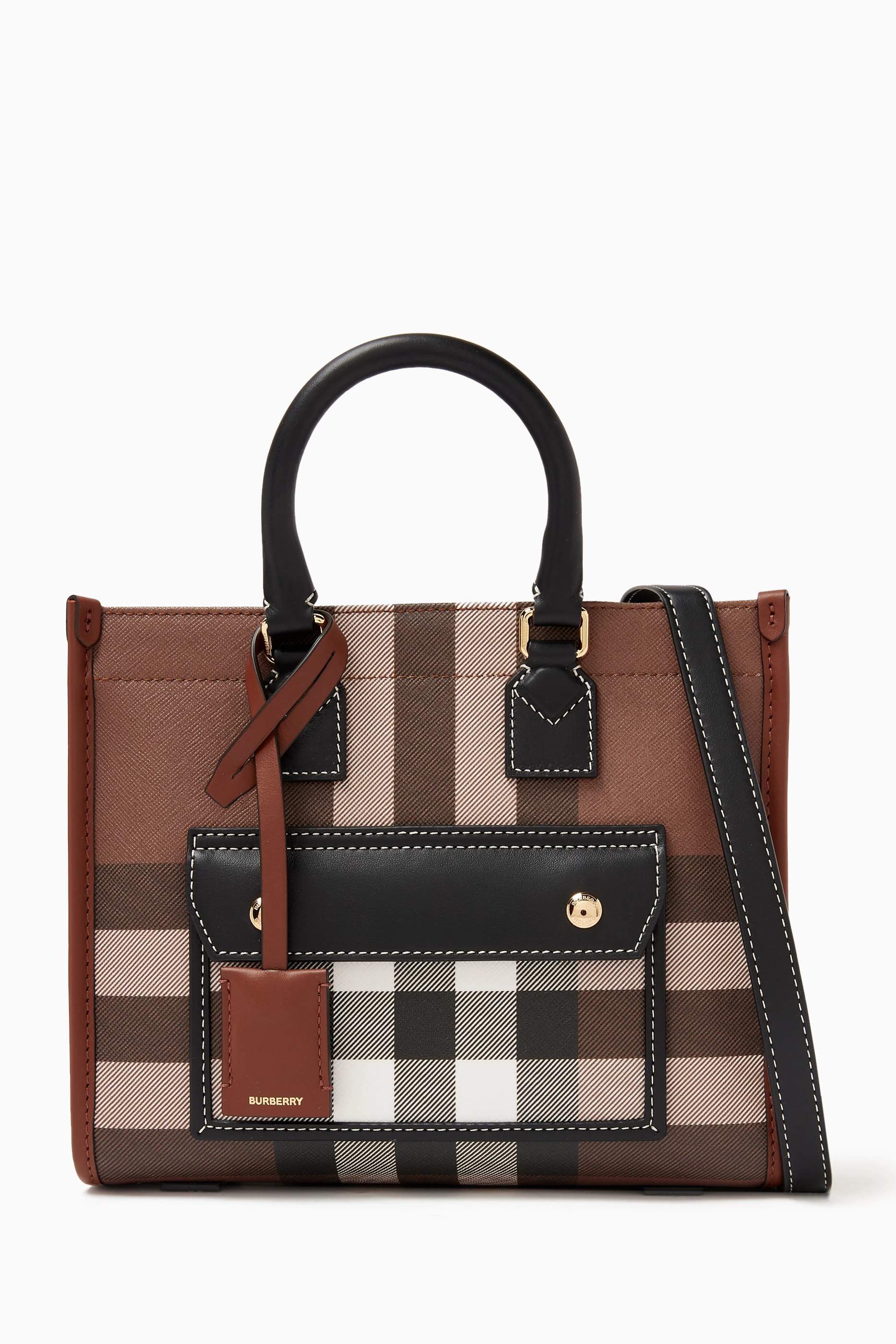 Burberry canvas and leather tote bag hotsell