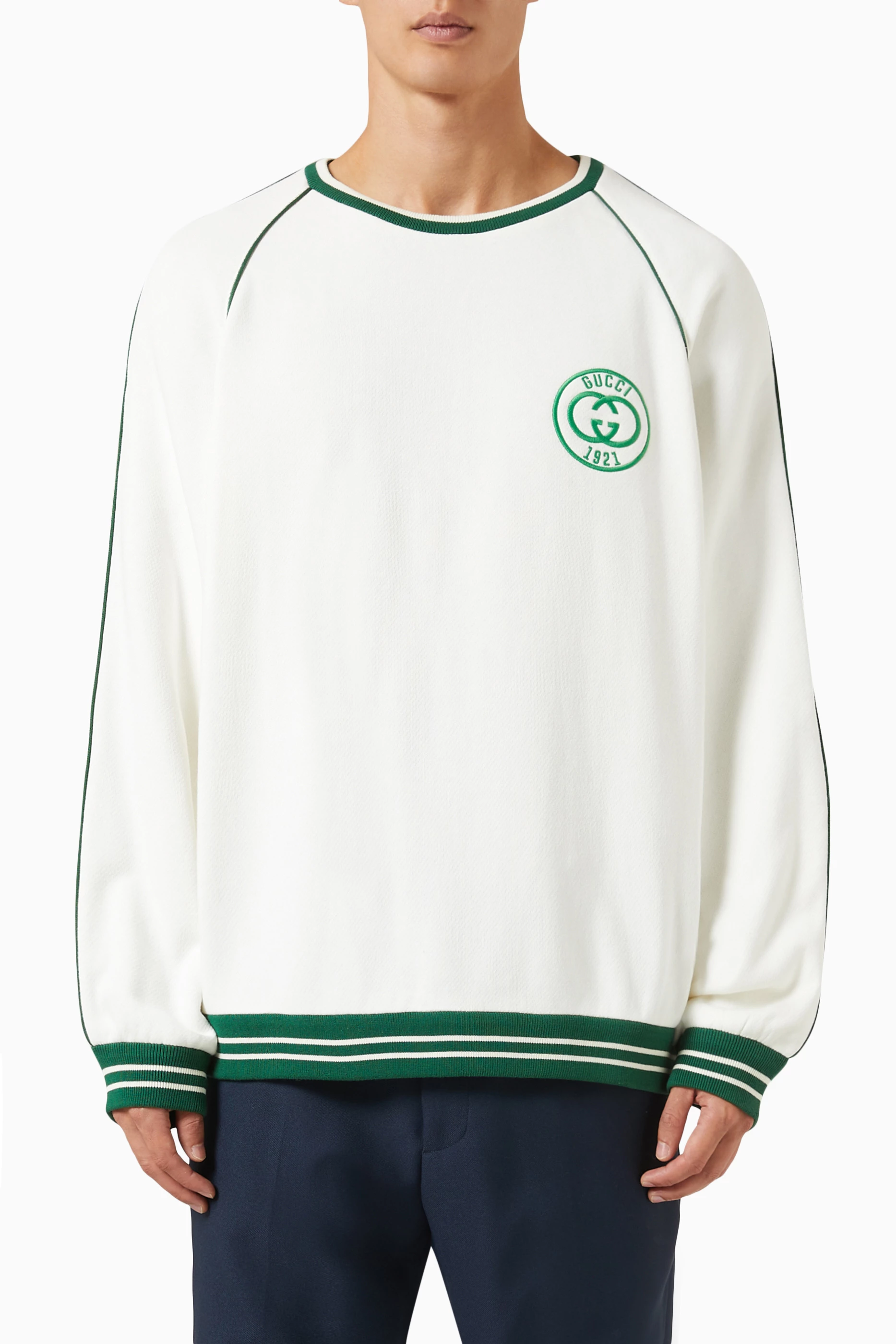Buy Gucci White Logo Sweatshirt in Cotton Jersey For Men Online Ounass Bahrain