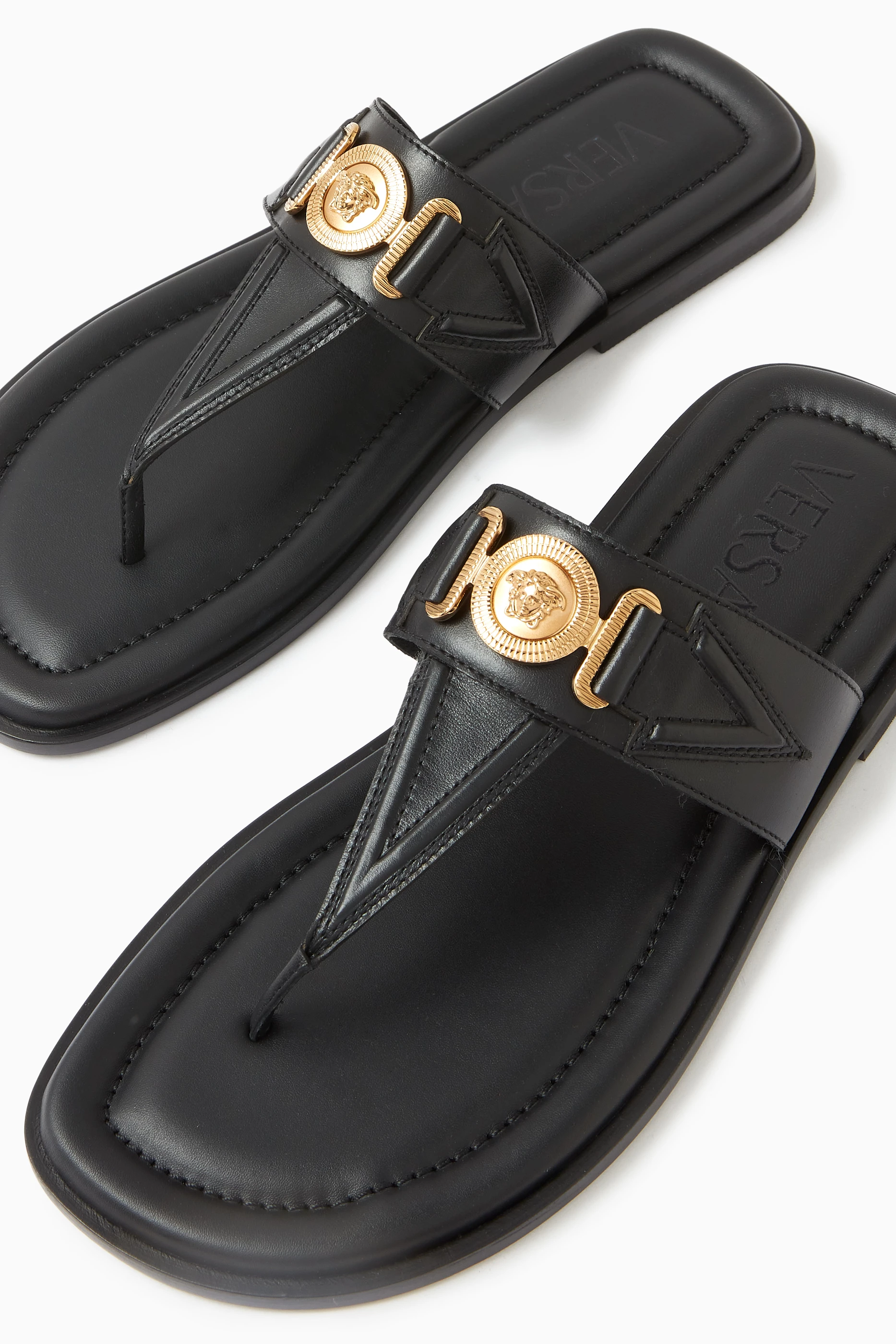 Versace black sandals cheap