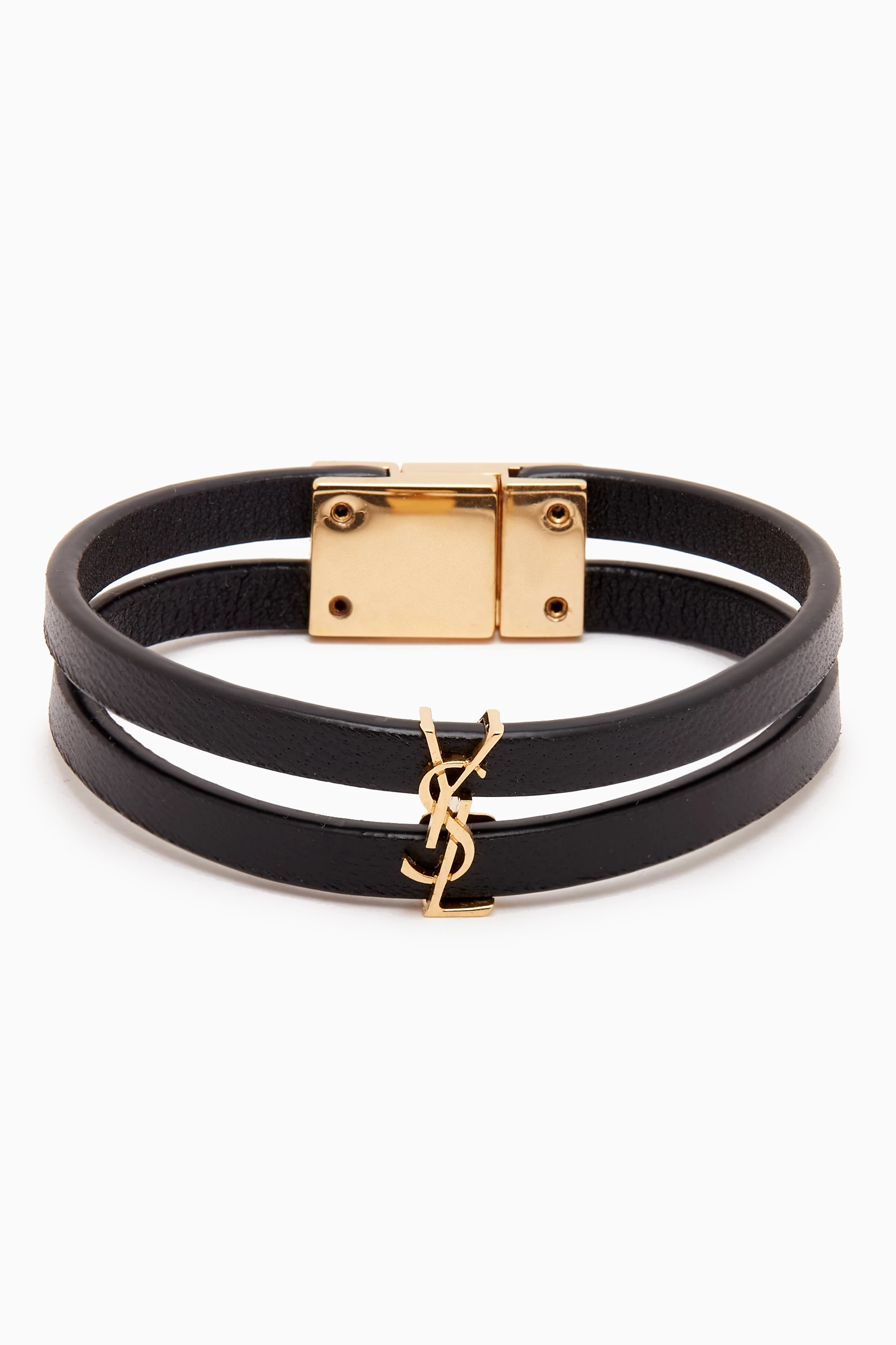 【Saint Laurent】CASSANDRE DOUBLE-STRAND BRACELET◆758230BL4 Buy SAINT LAURENT Black Cassandre Double-strand Bracelet in