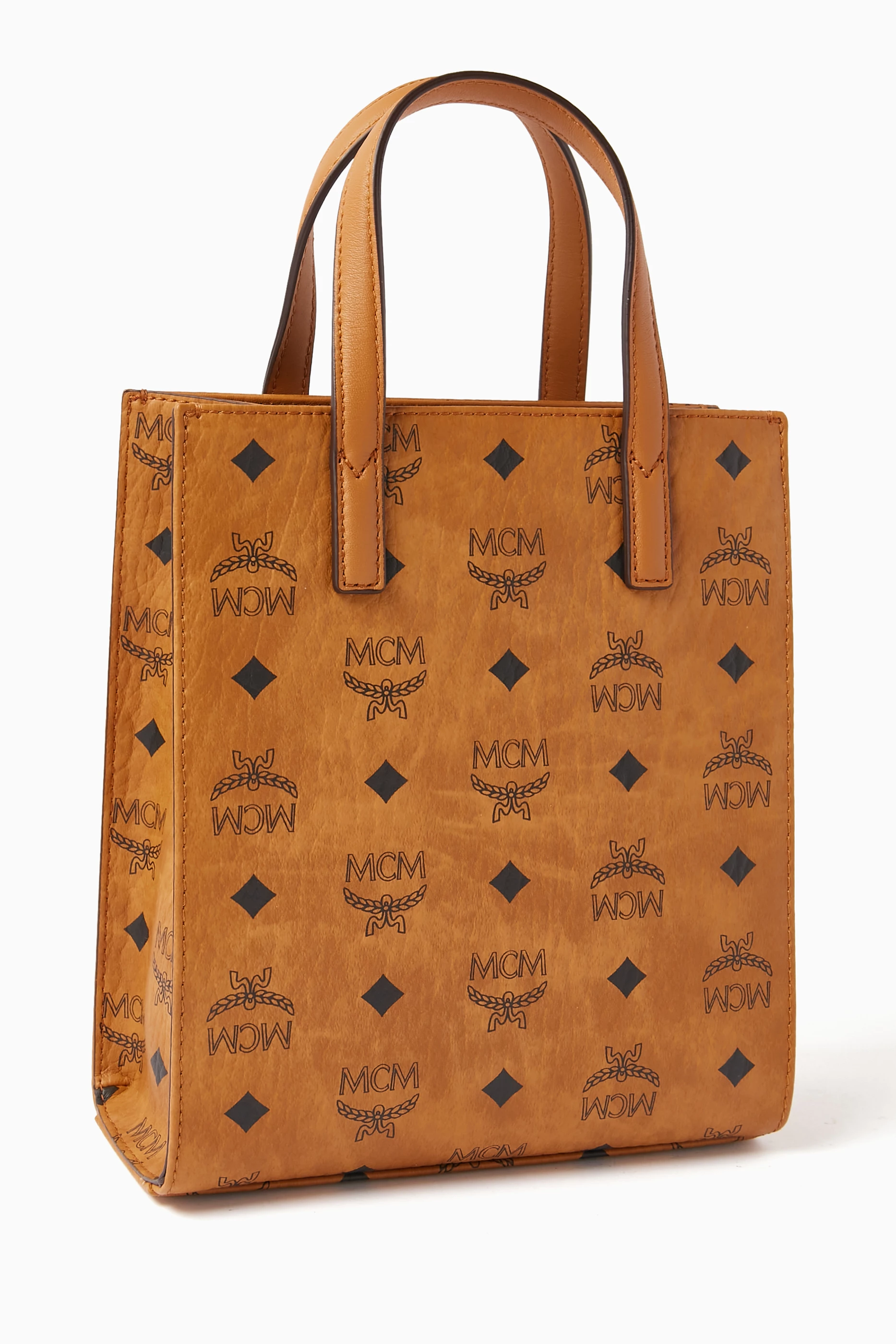 Buy MCM Brown Mini Aren Tote Bag in Visetos Canvas For Women Online Ounass Bahrain