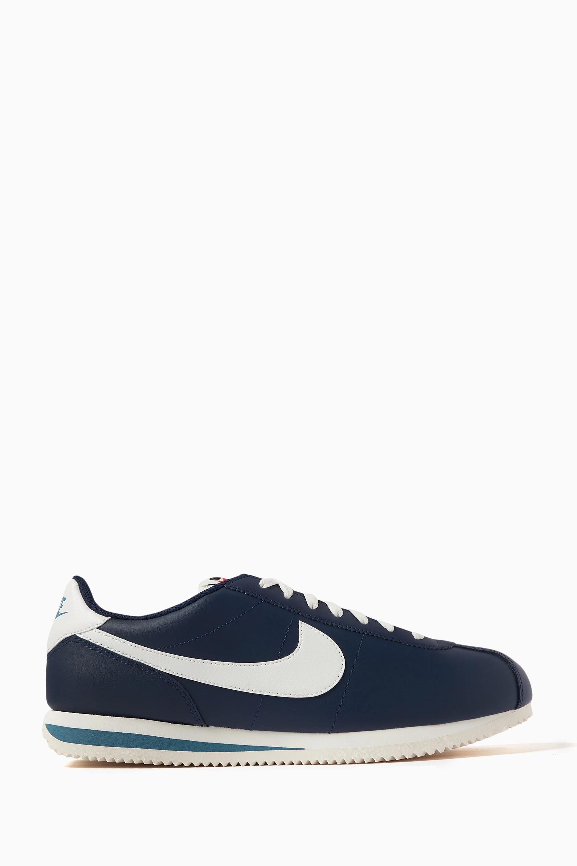 Buy Nike Blue Cortez Low top Sneakers in Leather For Men Online Ounass Bahrain