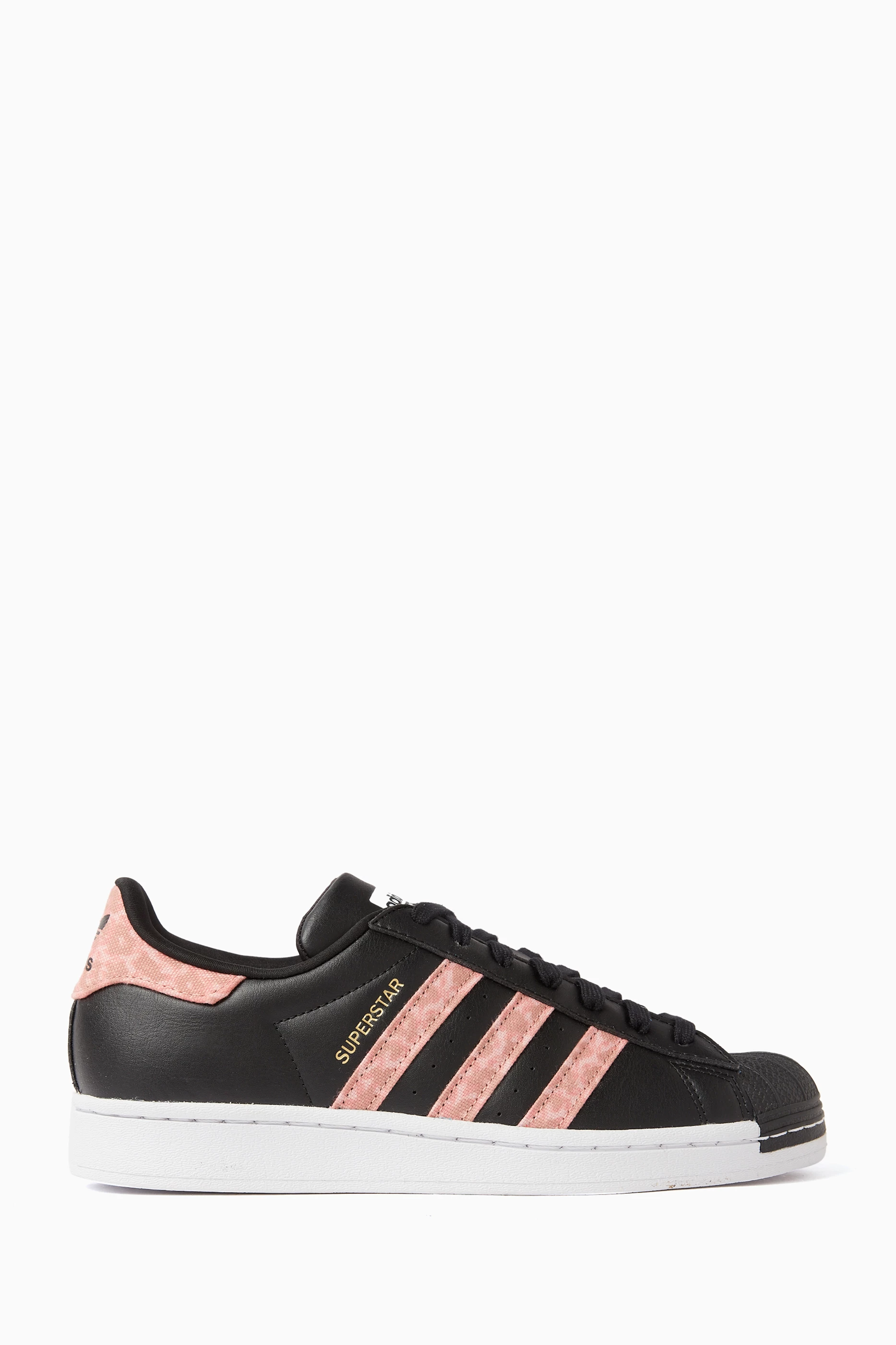 Buy adidas Black Superstar Sneakers in Faux Leather For Girls Online Ounass Bahrain