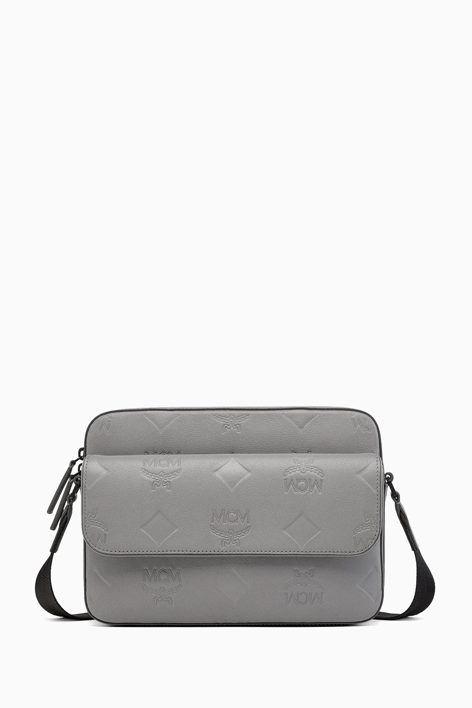 Buy MCM Grey Medium Aren Messenger Bag in Leather For UNISEX Online Ounass Bahrain