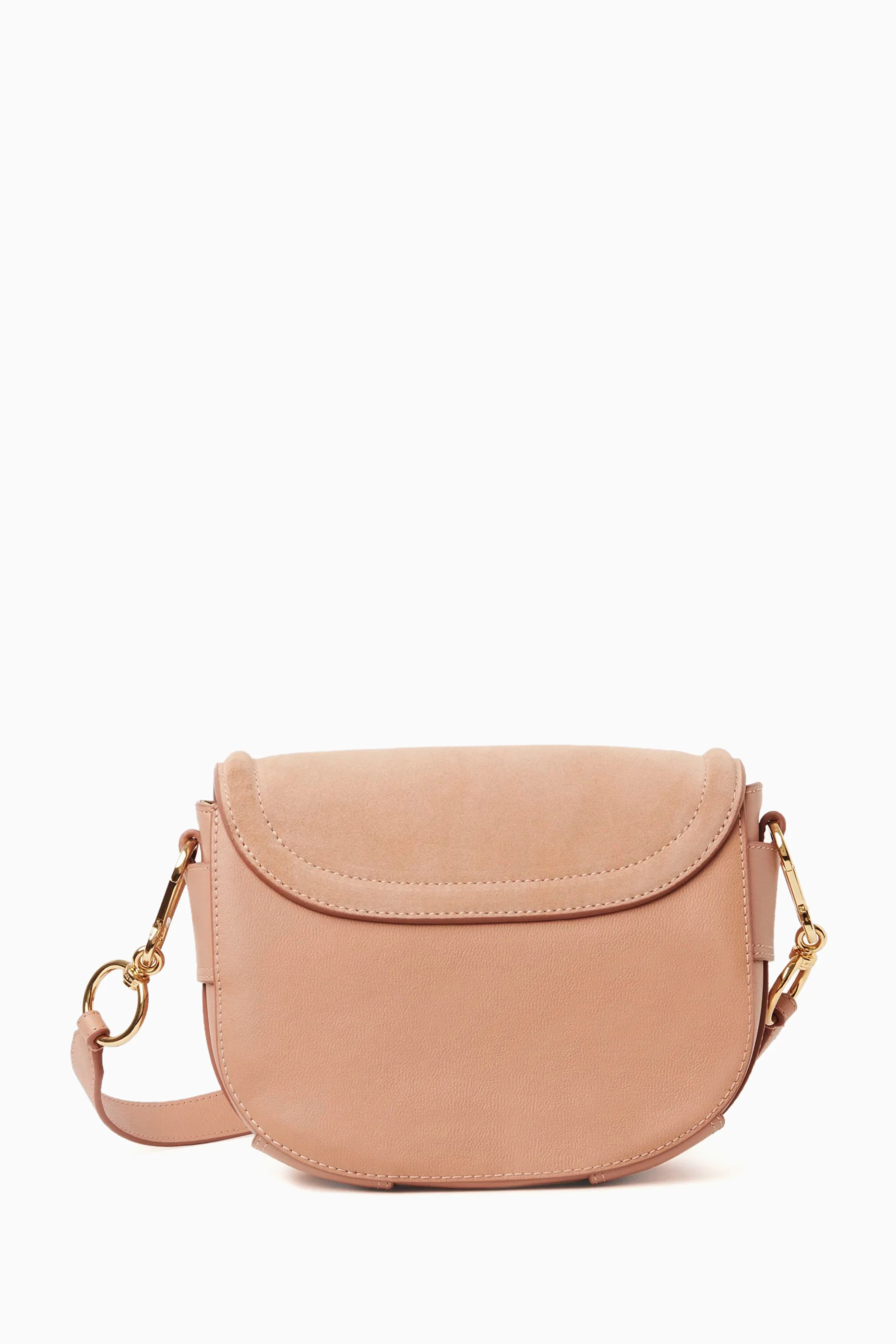 Buy See By Chloé Pink Medium Mara Crossbody Bag in Suede Smooth