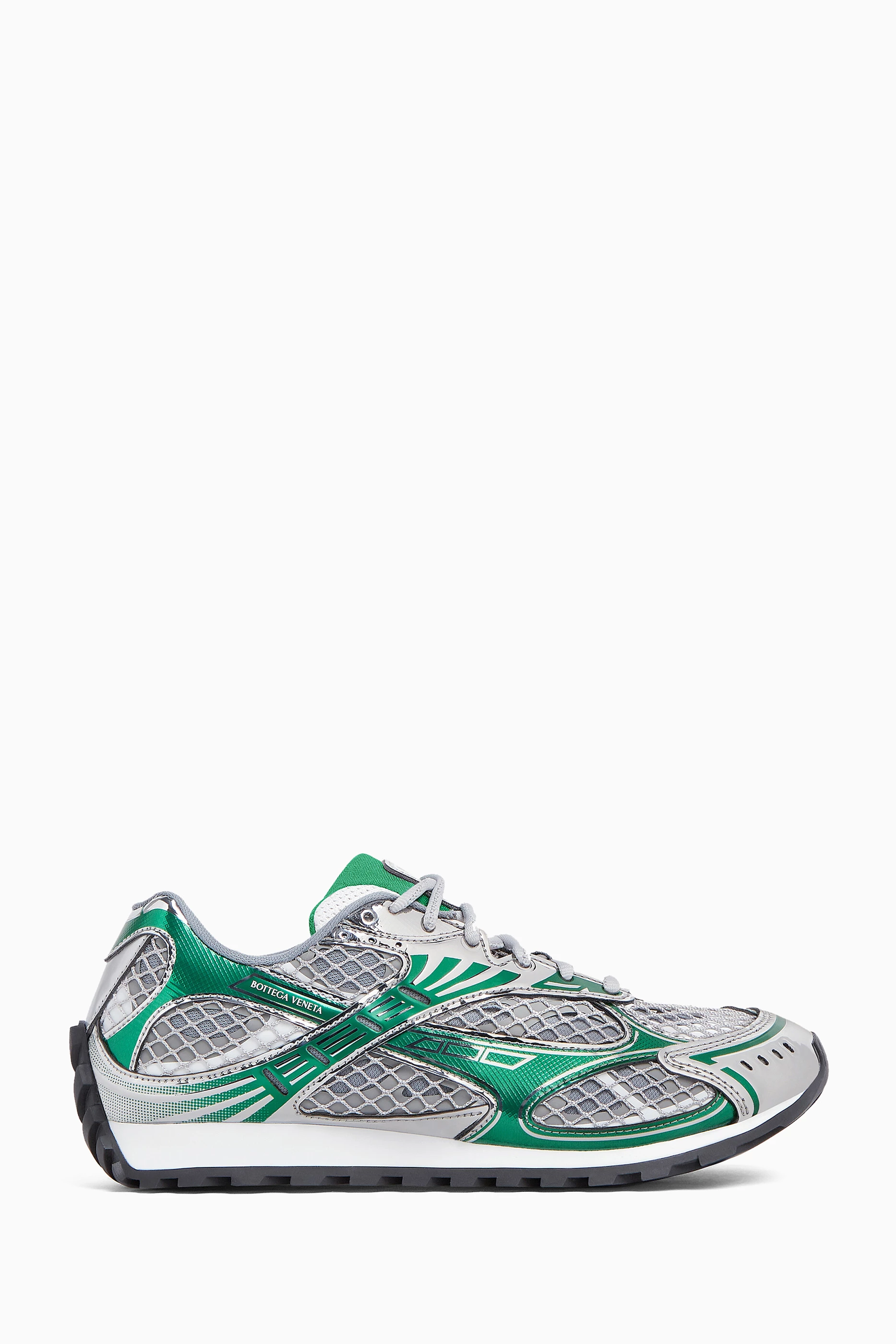 Buy Bottega Veneta Green Orbit Sneakers in Technical Fishnet For Women Online Ounass Bahrain