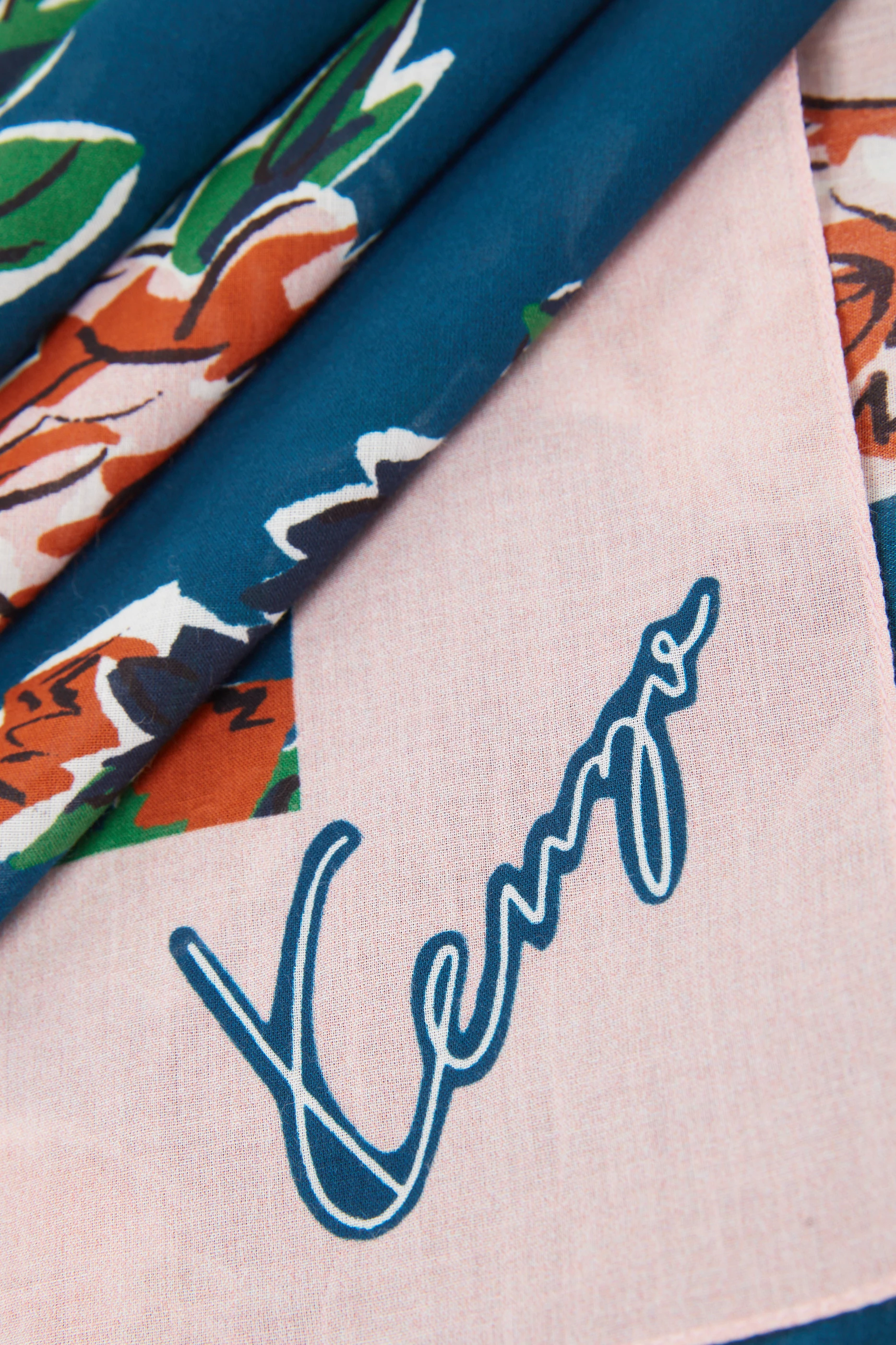 Buy KENZO Blue Kenzo Roses Square Scarf in Cotton For Women Online