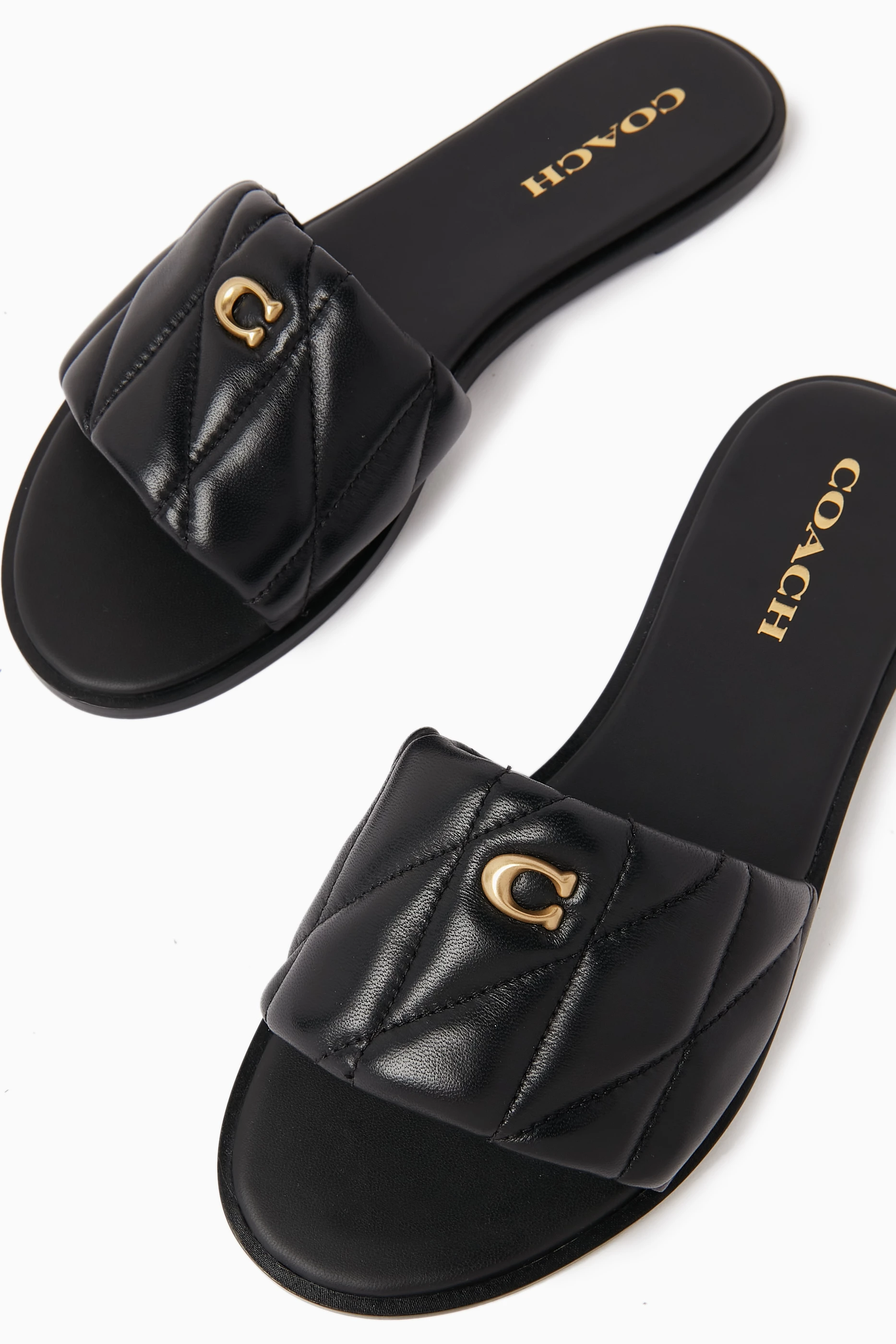 Coach leather slides shop