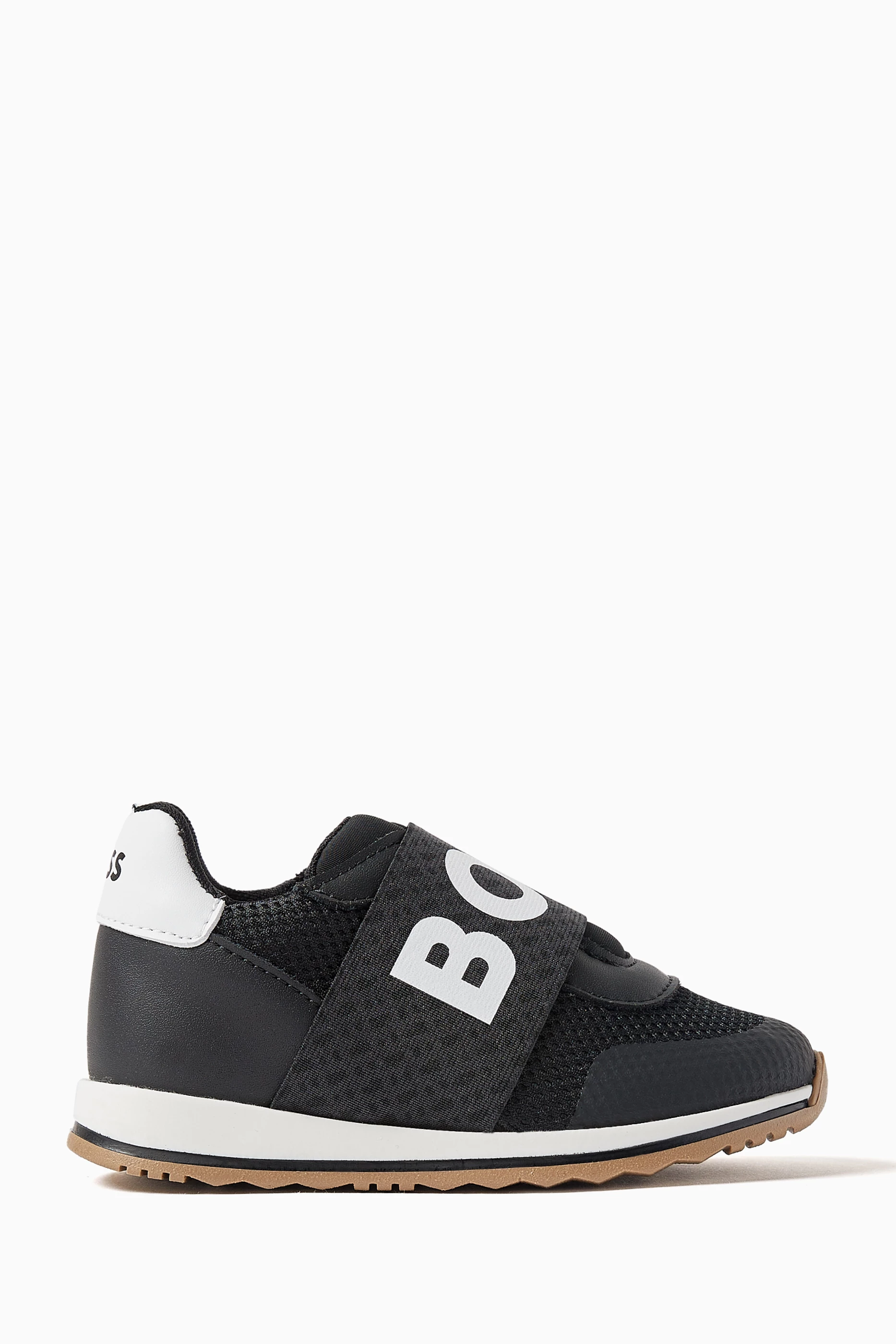 Buy BOSS Kidswear Black Logo print Sneakers in Mesh Leather For Baby Boys Online Ounass Bahrain