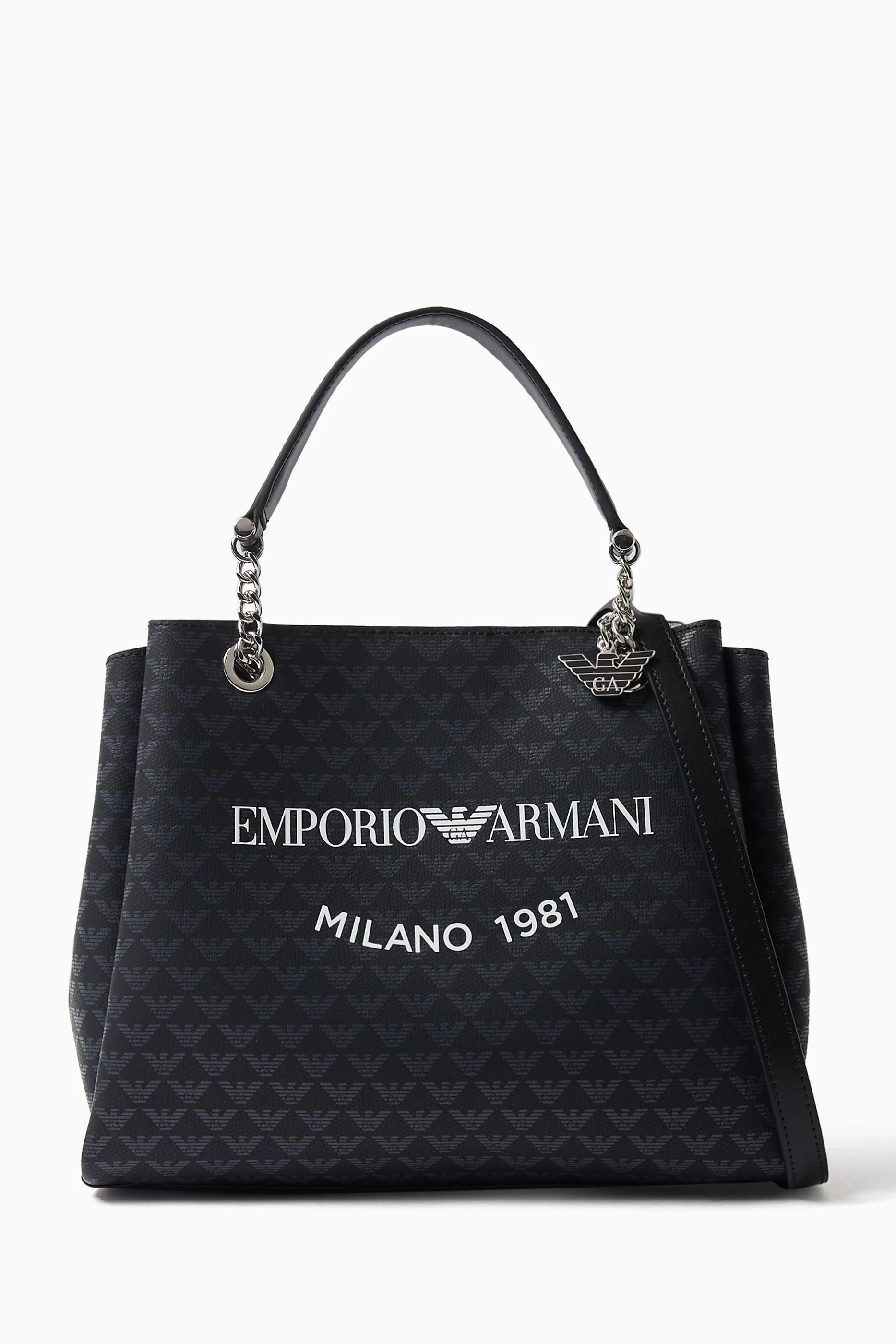 Buy Emporio Armani Black Small EA Logo Tote Bag For Women Online Ounass Bahrain