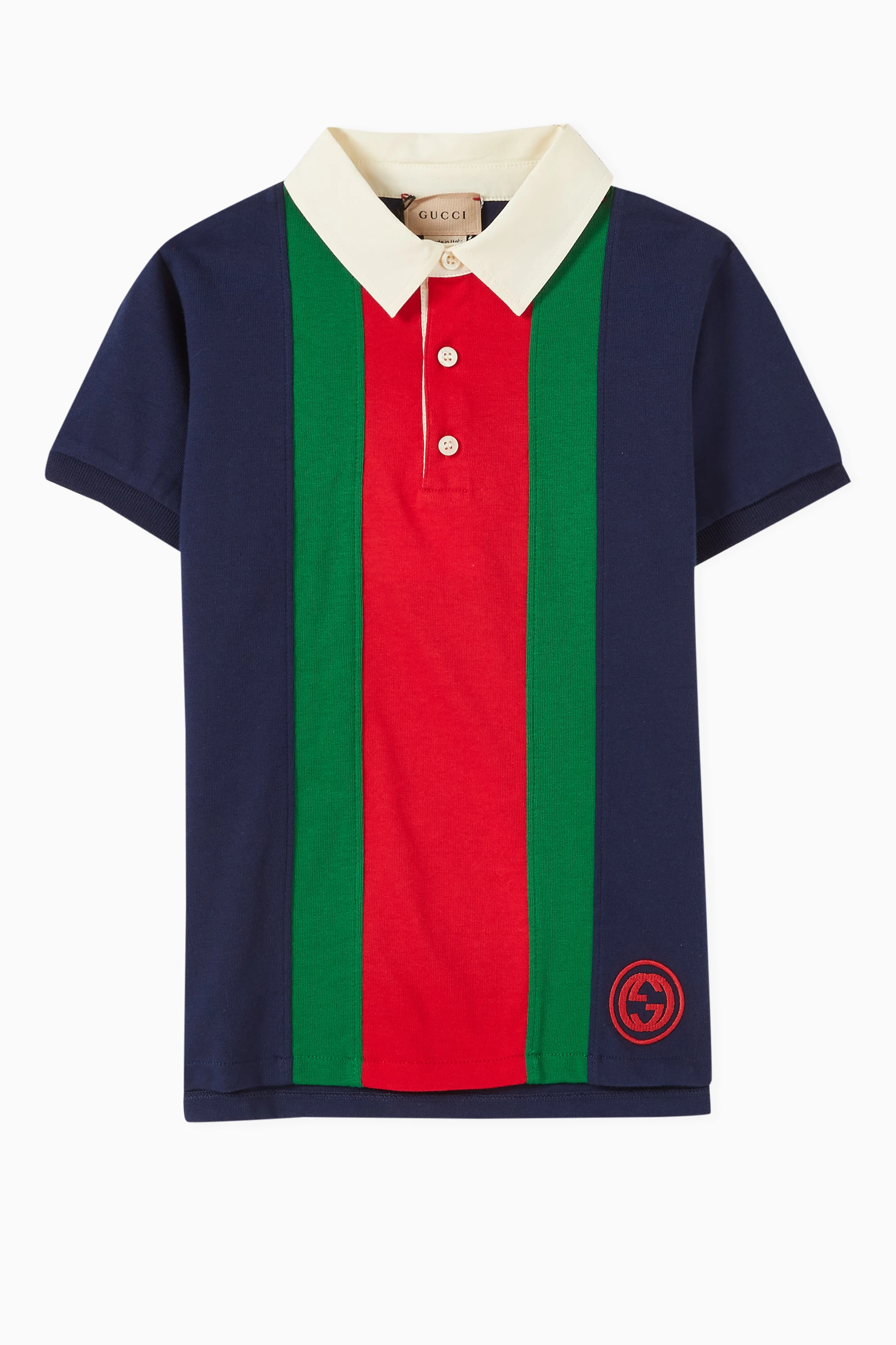 Buy Gucci Multicolour Web Polo Shirt in Cotton For Boys Online Ounass Bahrain