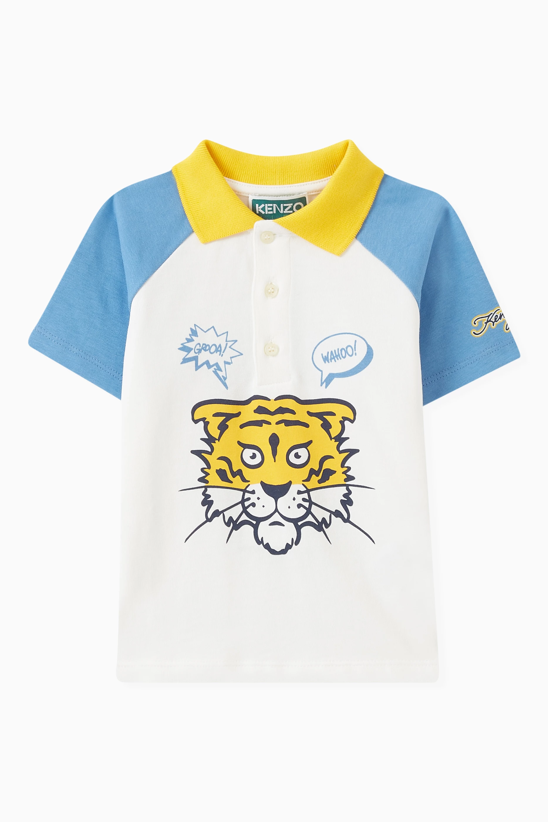 Buy KENZO KIDS White Tiger print Polo Shirt in Organic Cotton For Baby Boys Online Ounass Bahrain