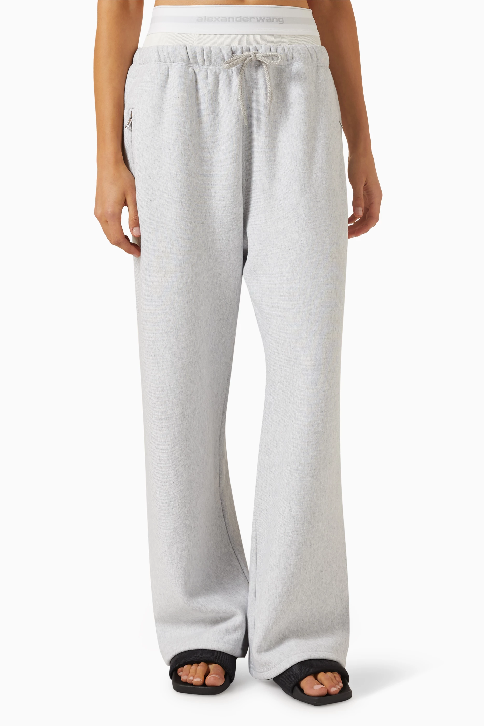Buy Alexander Wang.t Grey Wide leg Sweatpants in Cotton Terry For Women Online Ounass Bahrain