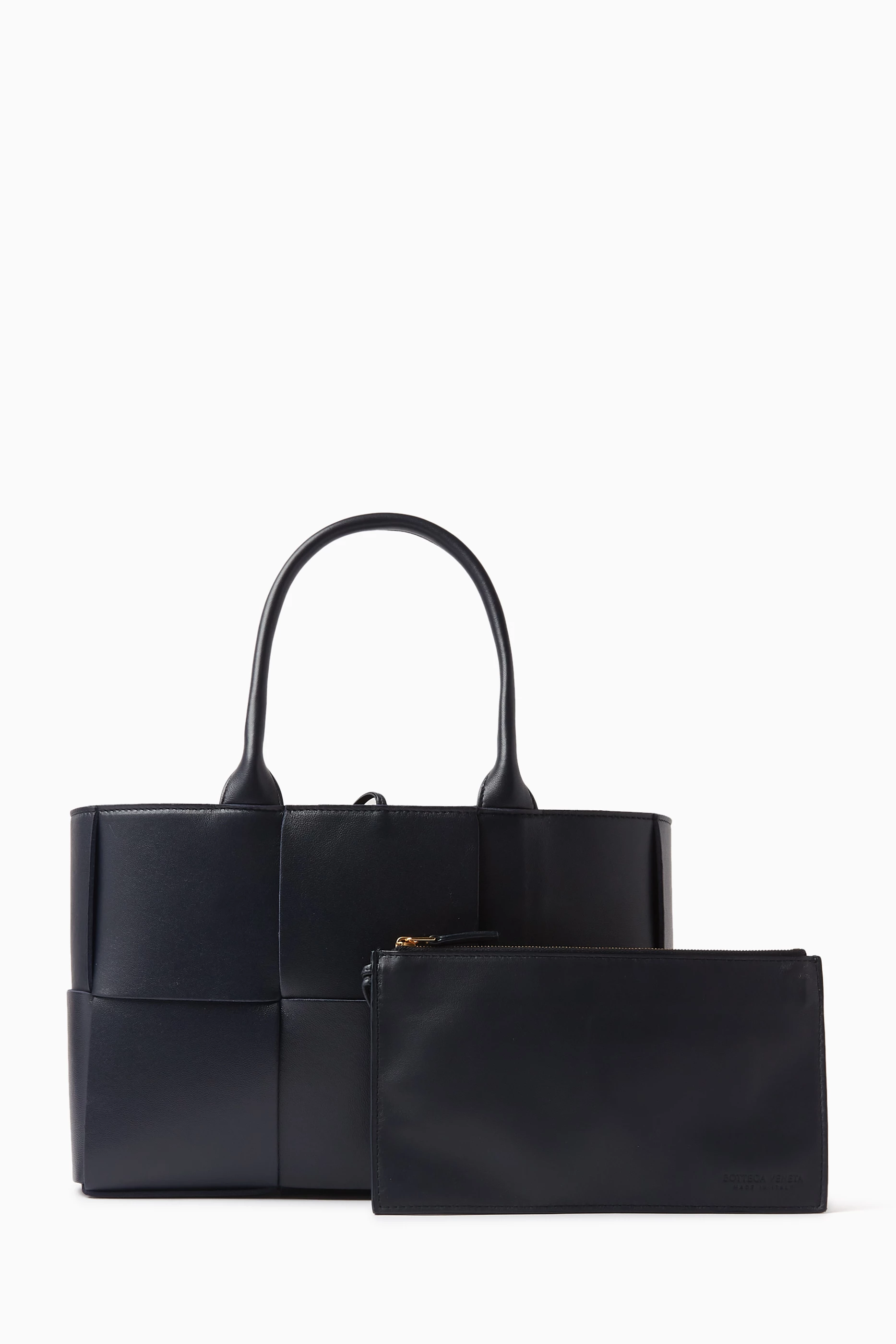 Buy Bottega Veneta Blue Small Arco Tote Bag in Intrecciato Leather For Women Online Ounass Bahrain