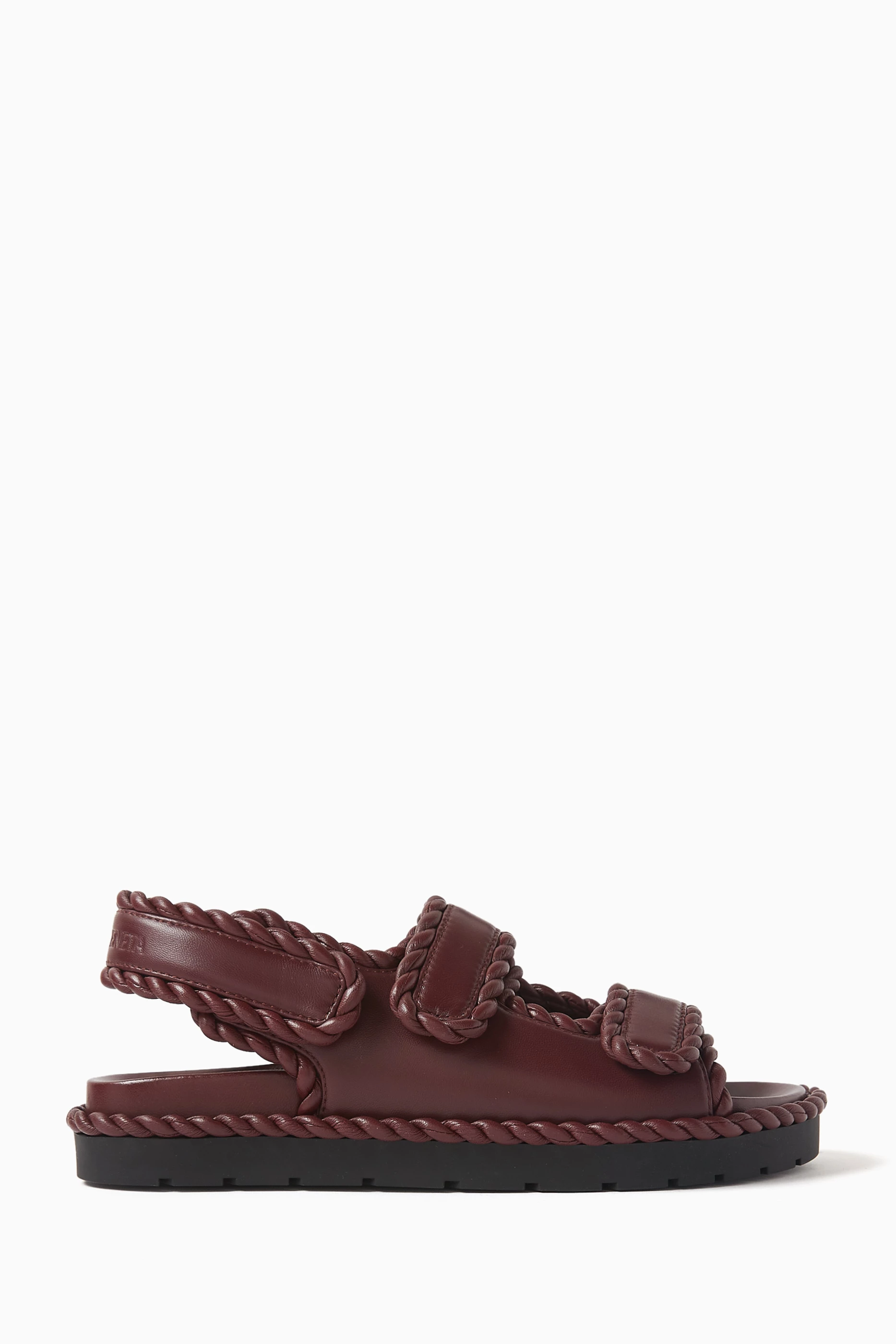 Buy Bottega Veneta Burgundy Jack Flat Sandals in Leather For Women Online Ounass Bahrain