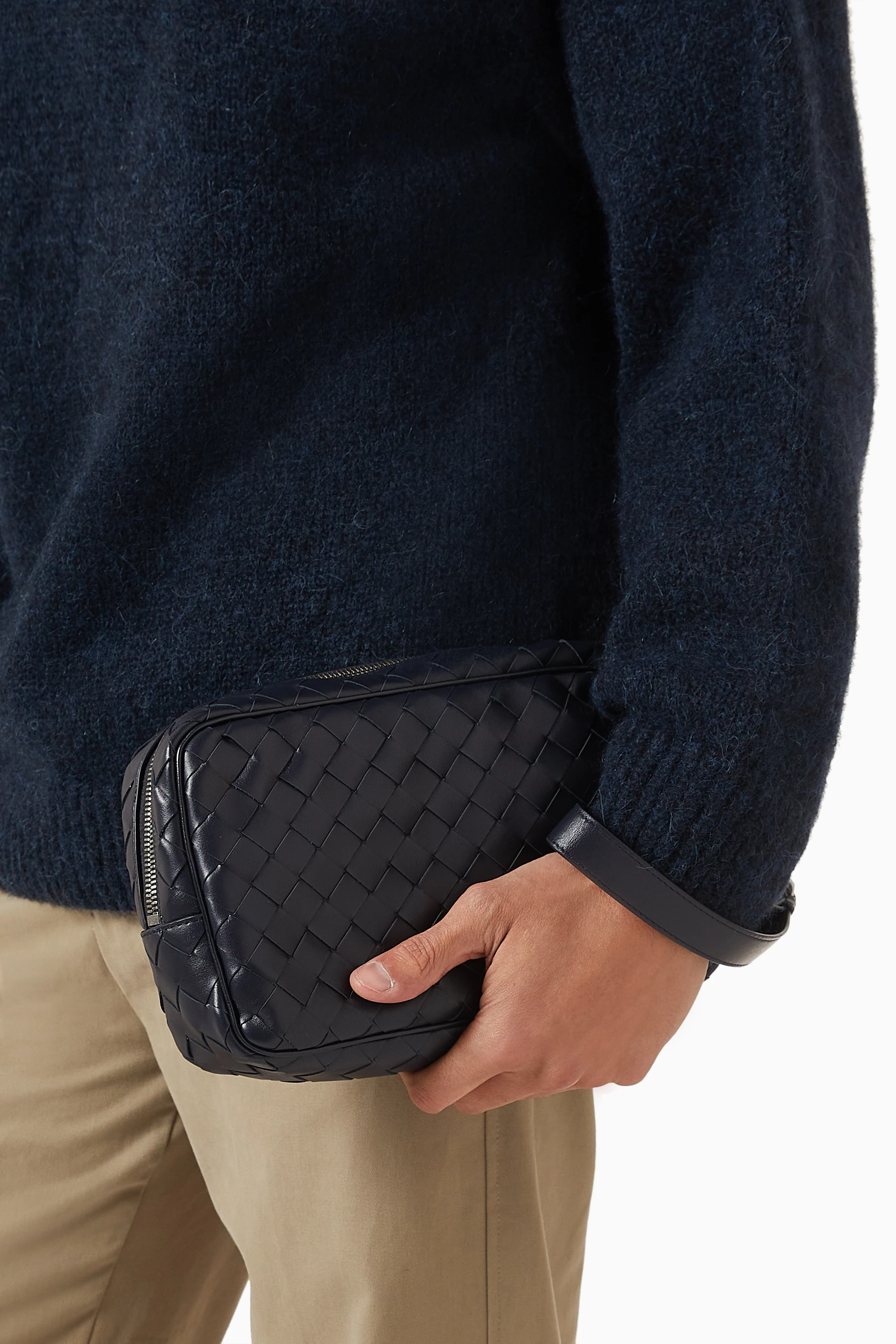 Buy Bottega Veneta Blue Wristlet Pouch in Intrecciato Leather For Men Online Ounass Bahrain