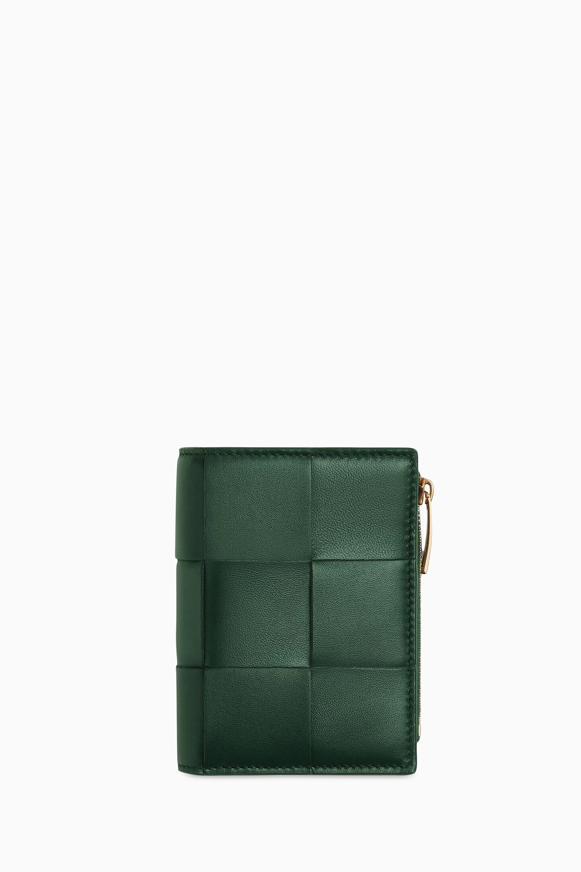 Buy Bottega Veneta Green Small Cassette Bi fold Zip Wallet in Intrecciato Leather For Women Online Ounass Bahrain