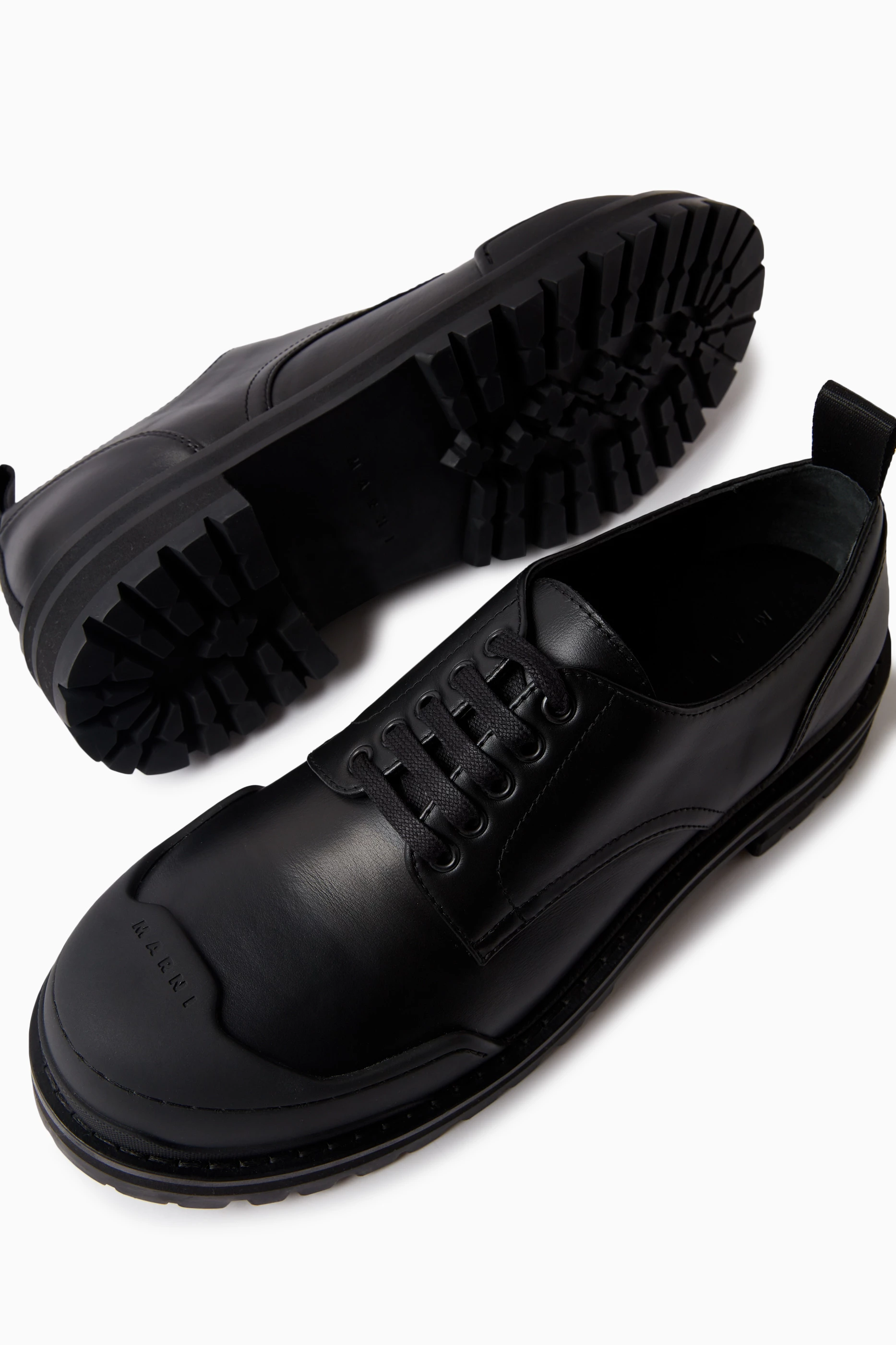 Buy Marni Black Army Derby Shoes in Leather For Men Online Ounass Bahrain