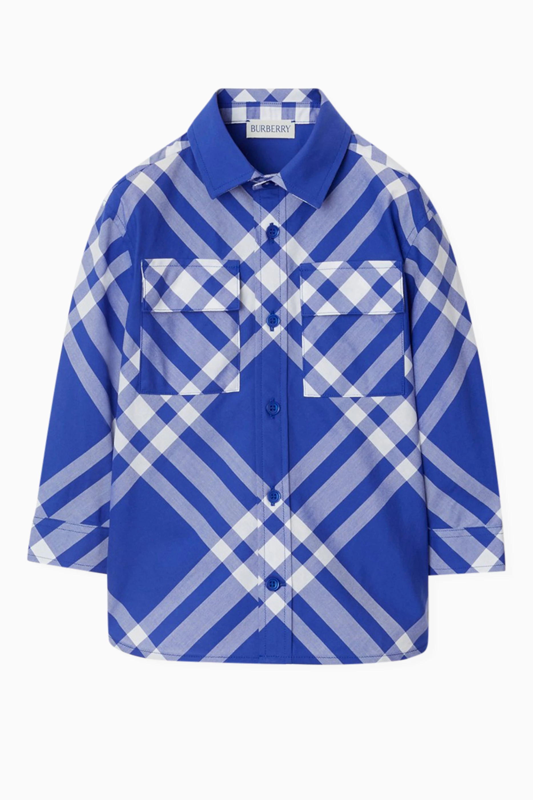 Buy Burberry Blue Check Print Shirt in Cotton For Boys Online Ounass Bahrain