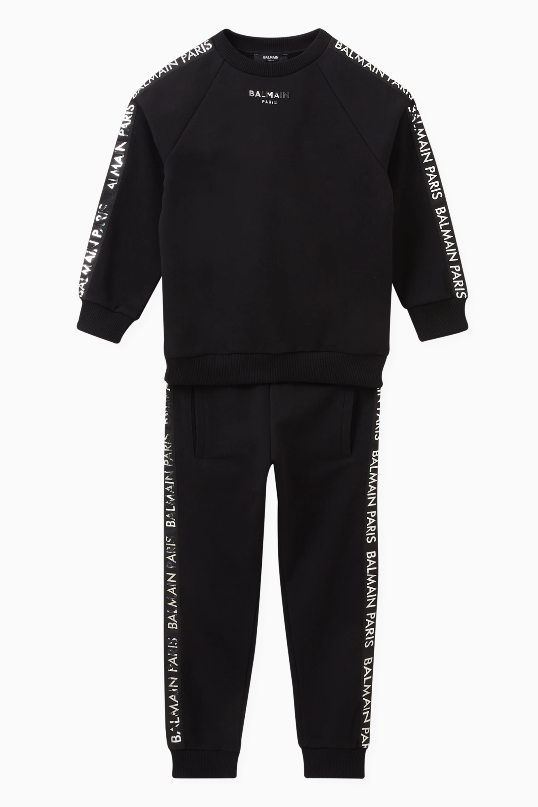 Buy Balmain Black Logo Detail Tracksuit in Cotton For UNISEX Online Ounass Bahrain