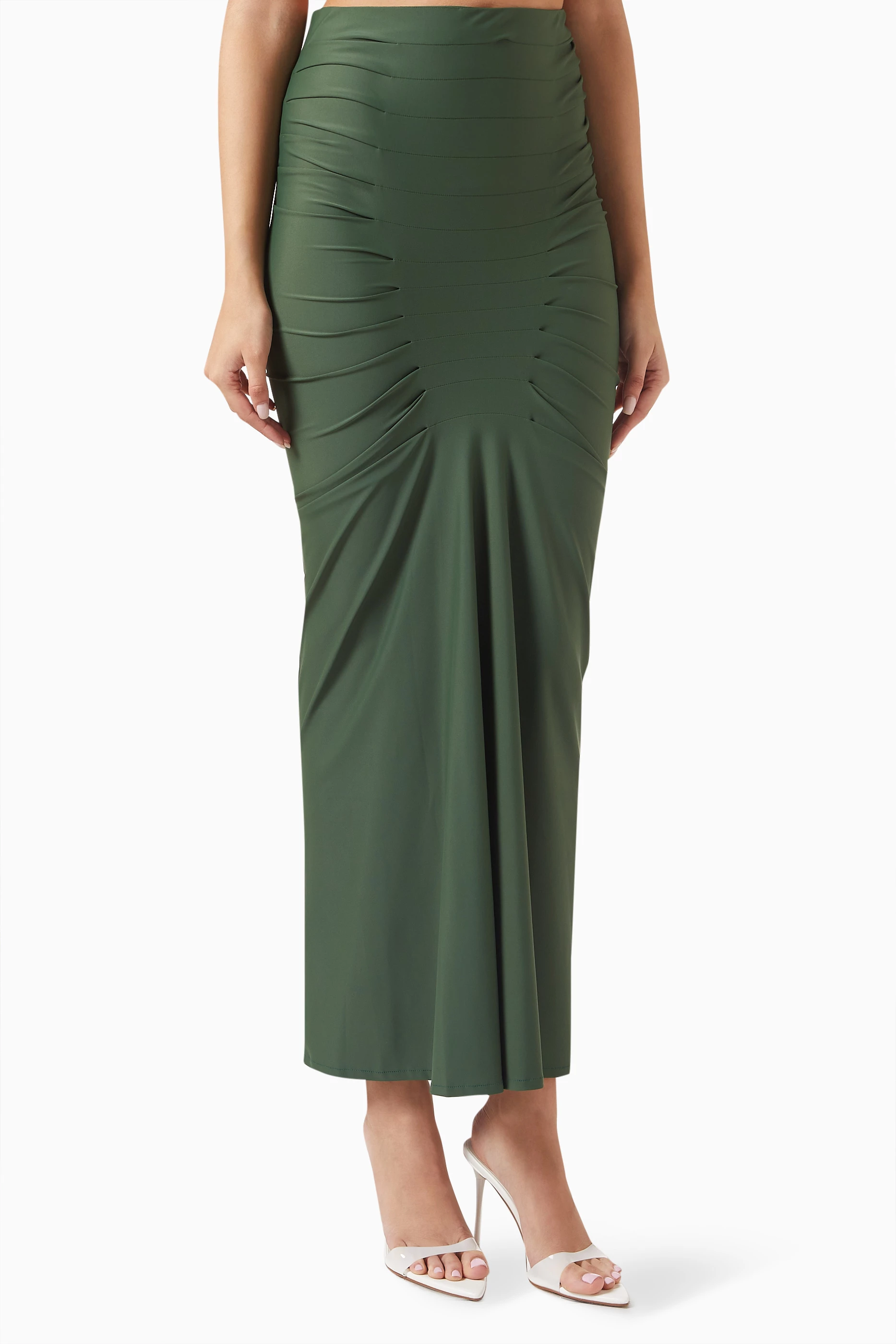 Buy Gauge81 Green Melia Maxi Skirt in Nylon Jersey For Women Online Ounass Bahrain