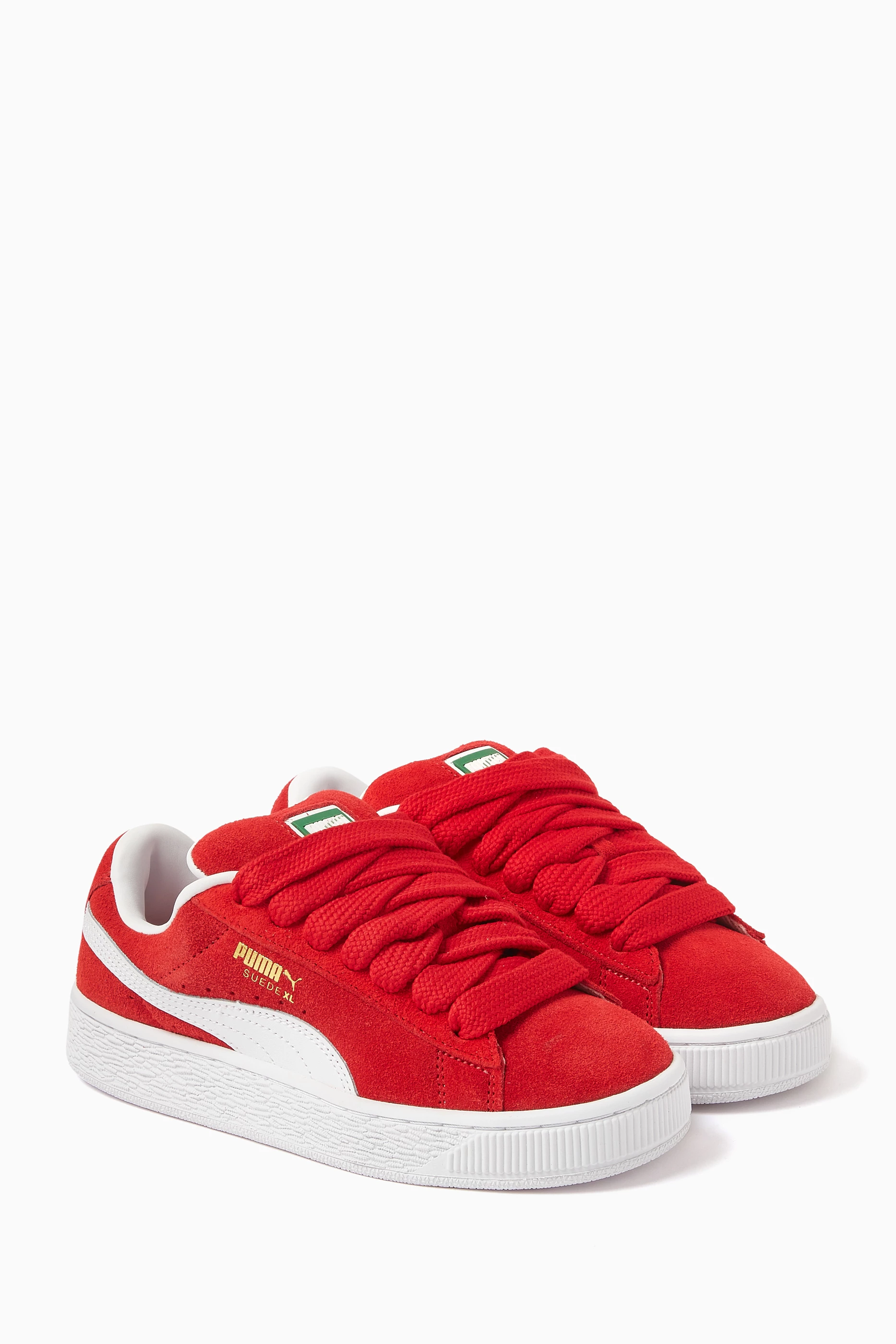 Buy Puma Red XL Logo Sneakers in Suede For Boys Online Ounass Bahrain