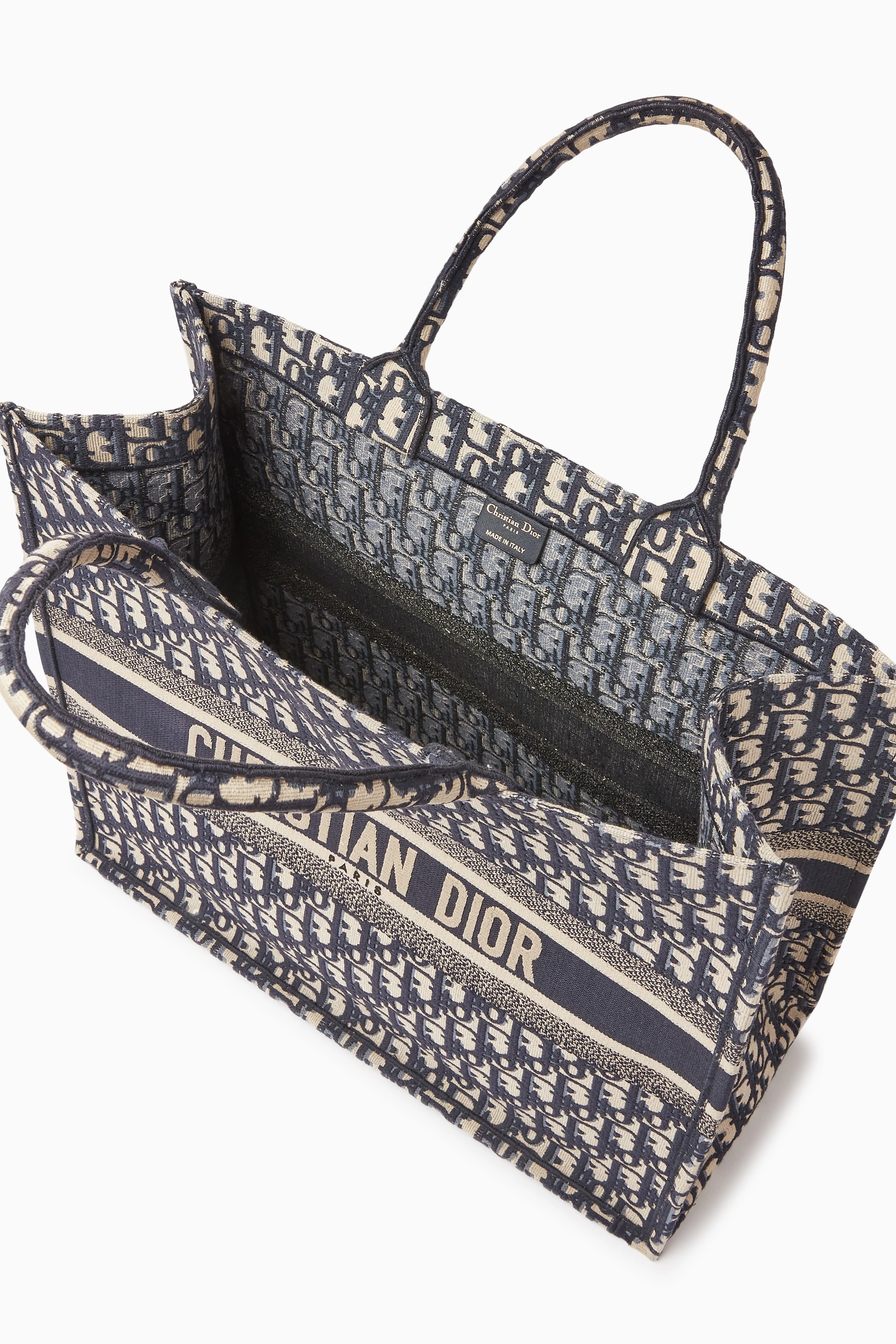 Buy Christian Dior Pre Loved Blue Large Dior Oblique Book Tote Bag in Canvas For Women Online Ounass Bahrain